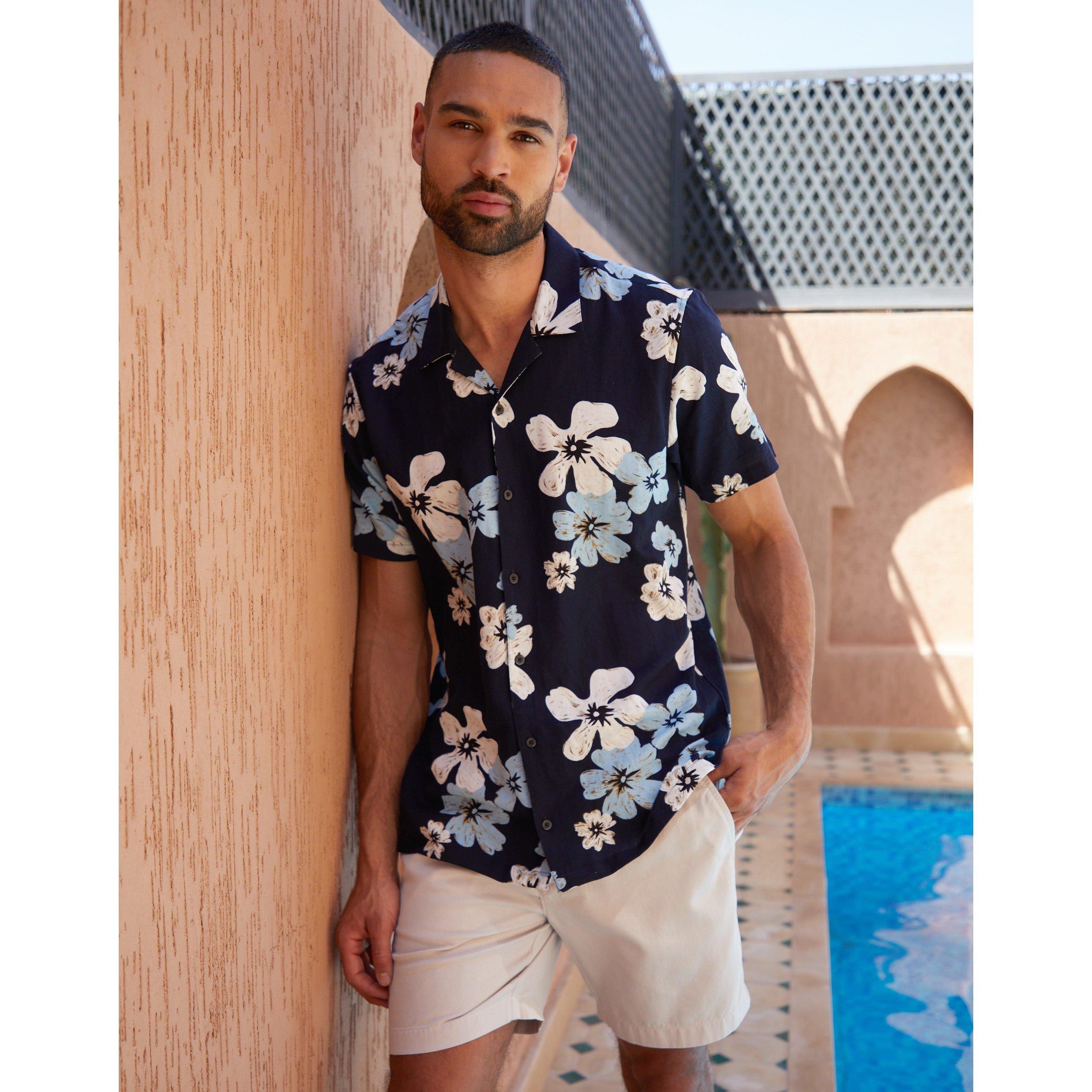 Black - Threadbare - Men's Short-Sleeve Patterned Shirt - 1