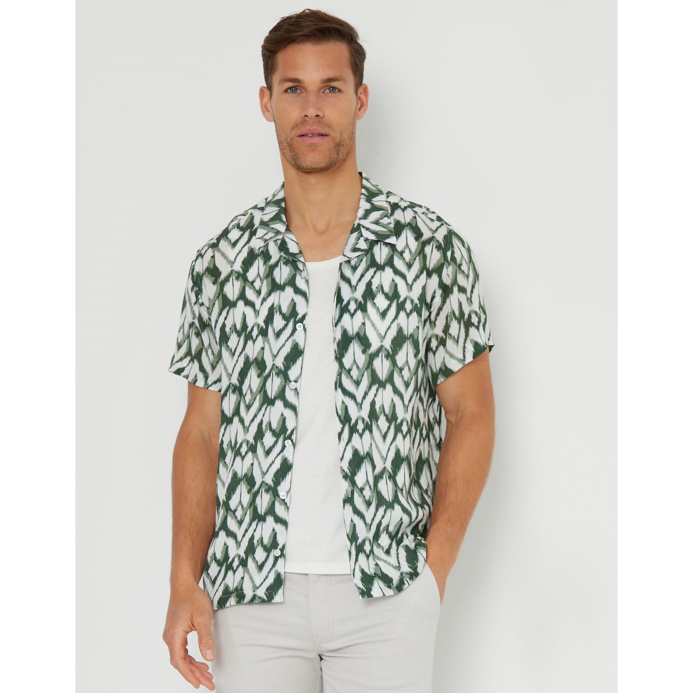 Pine Green - Threadbare - Men's Short-Sleeve Patterned Shirt - 2