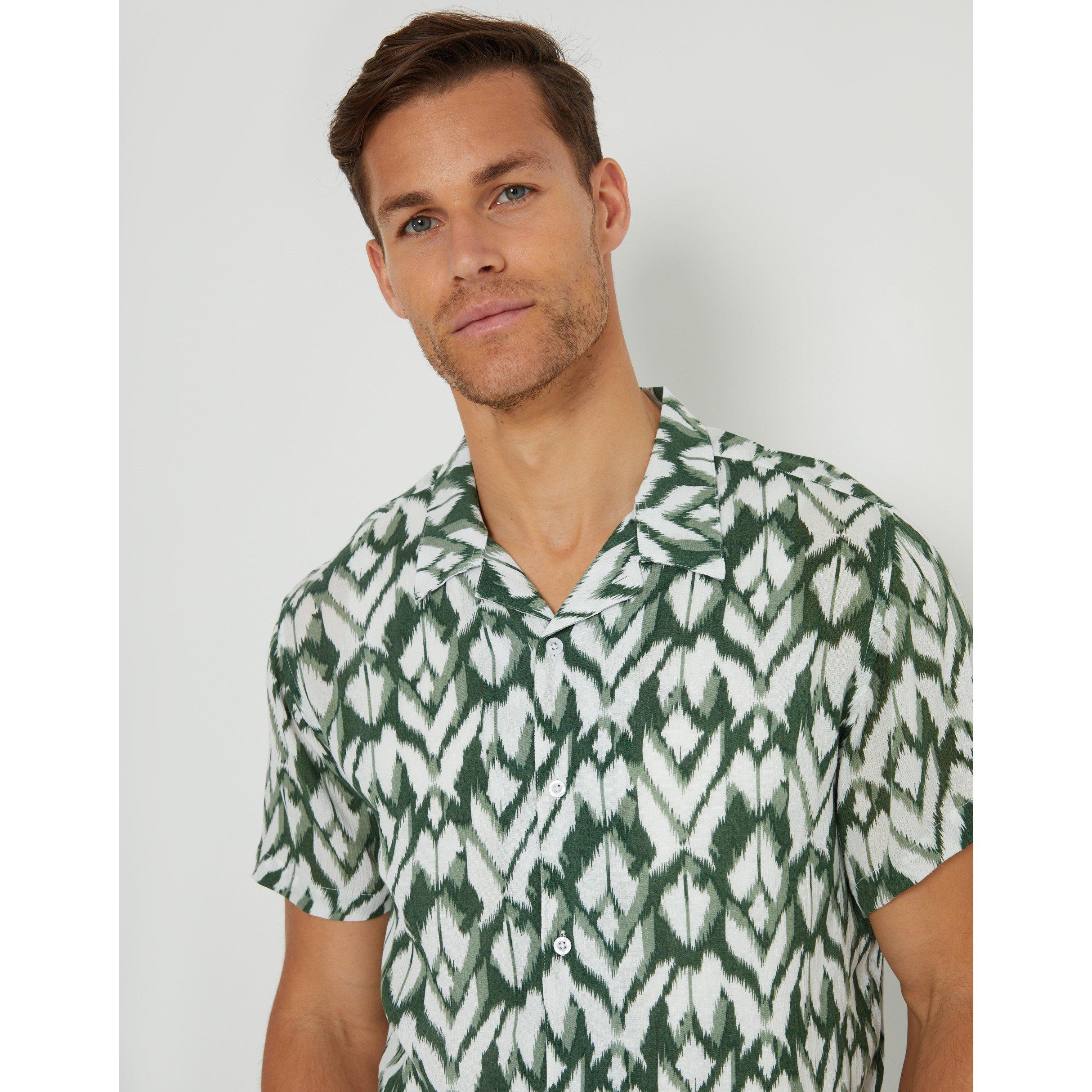 Pine Green - Threadbare - Men's Short-Sleeve Patterned Shirt - 4