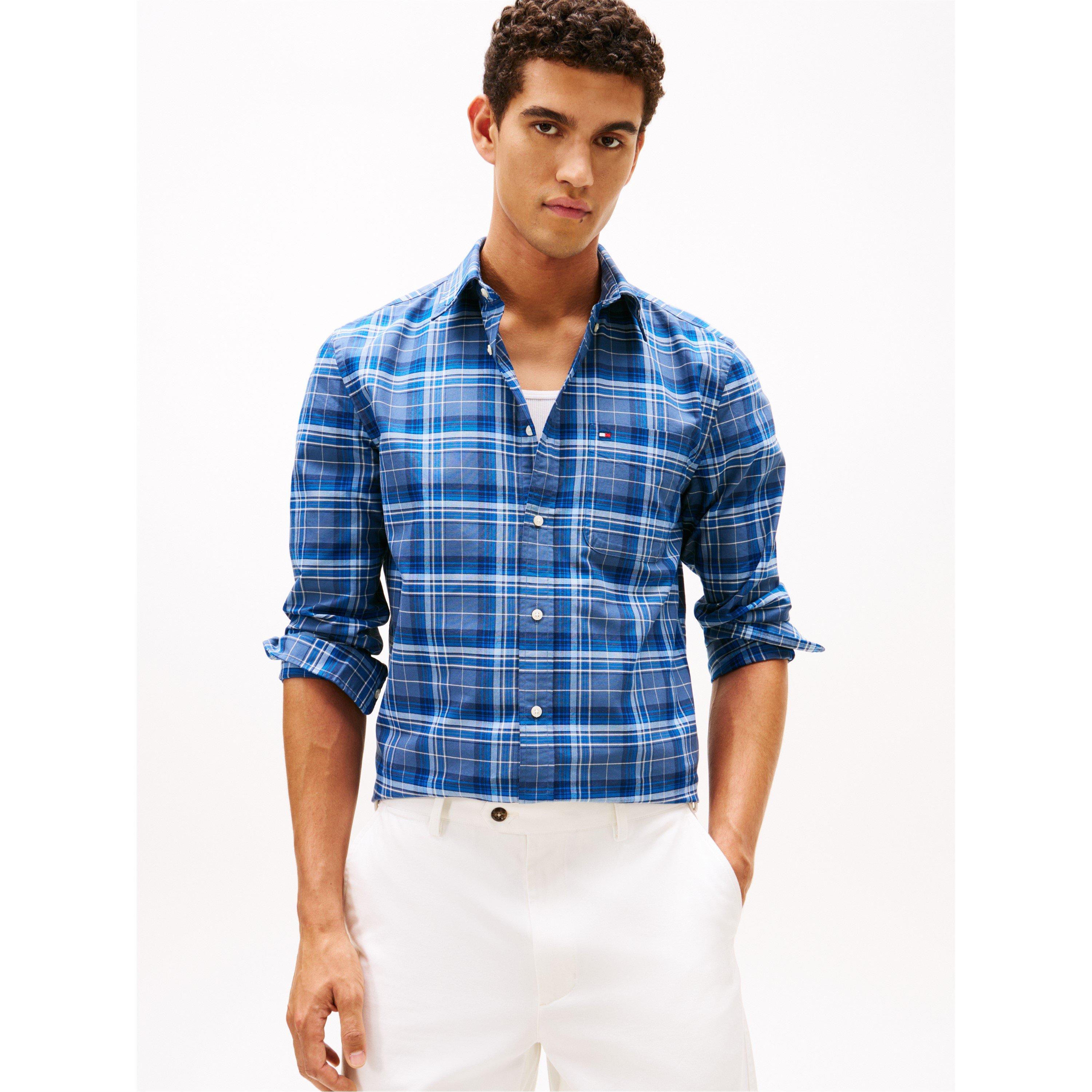 Aegean Sea/Chk - Tommy Hilfiger - Men's Check Oxford Long Sleeve Patterned Shirt - 2