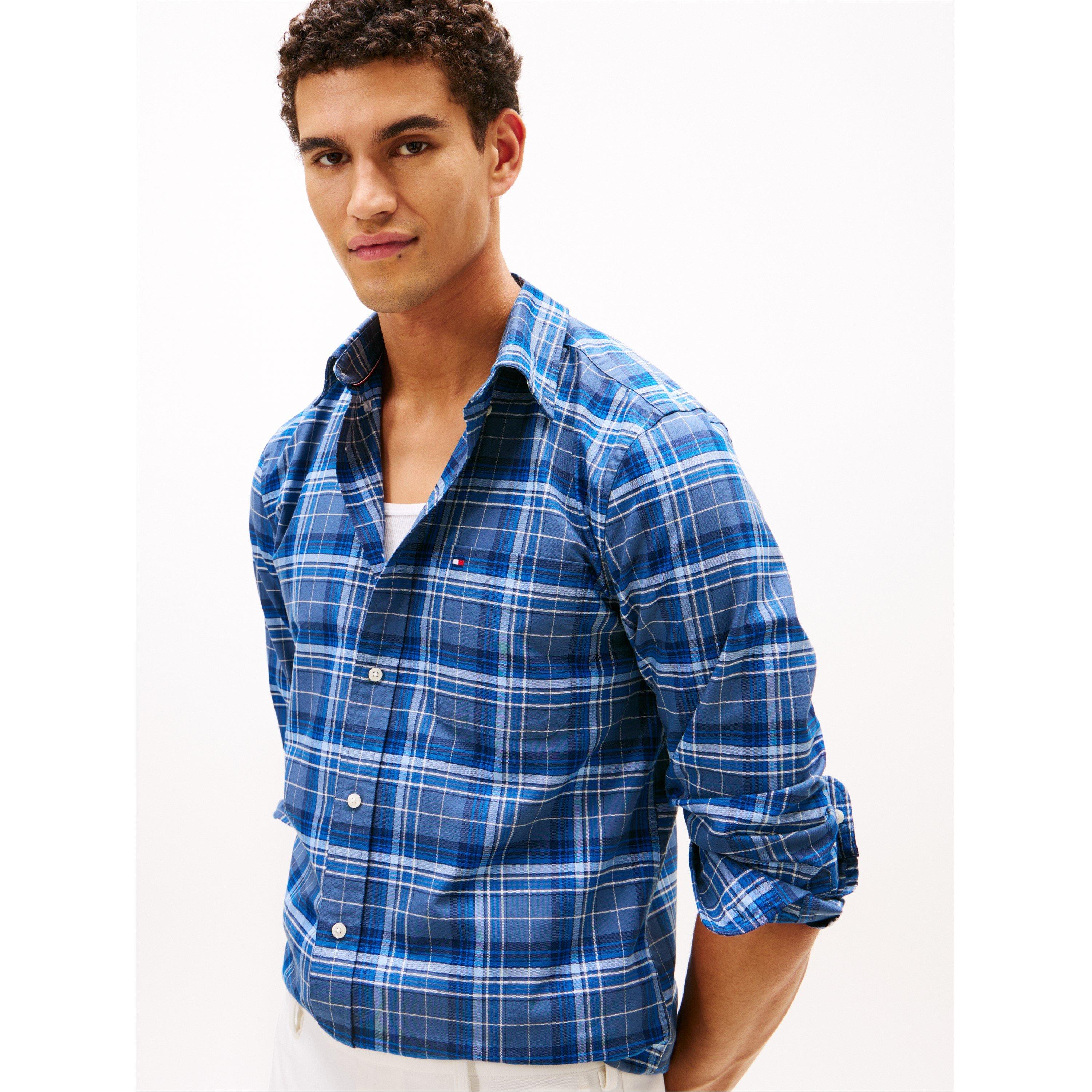 Aegean Sea/Chk - Tommy Hilfiger - Men's Check Oxford Long Sleeve Patterned Shirt - 3