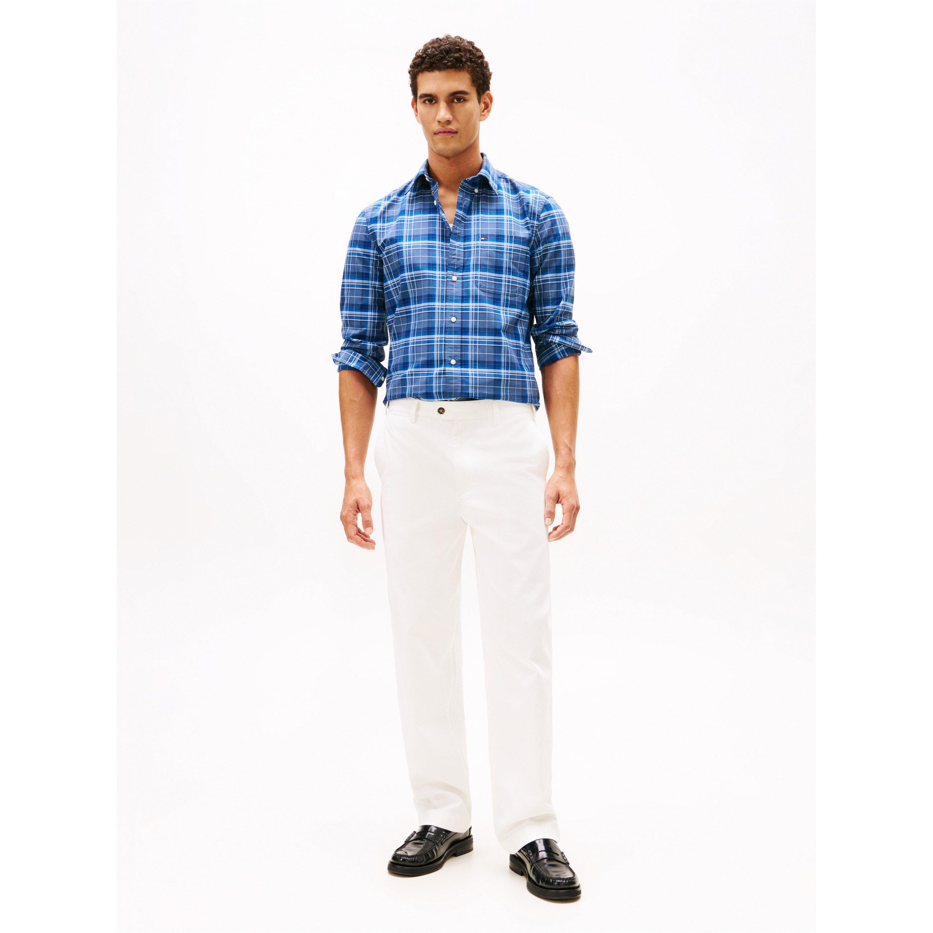 Aegean Sea/Chk - Tommy Hilfiger - Men's Check Oxford Long Sleeve Patterned Shirt - 4