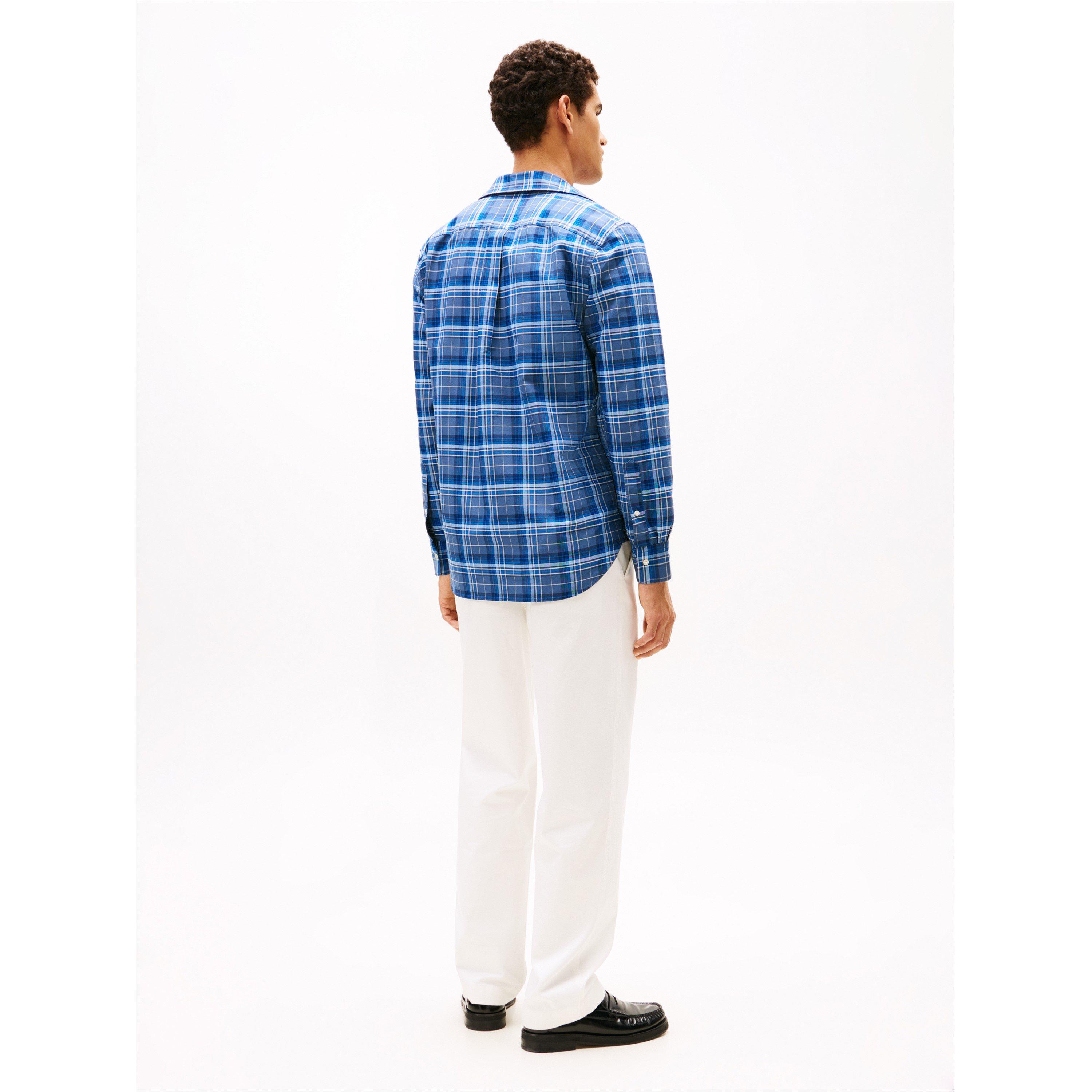 Aegean Sea/Chk - Tommy Hilfiger - Men's Check Oxford Long Sleeve Patterned Shirt - 5