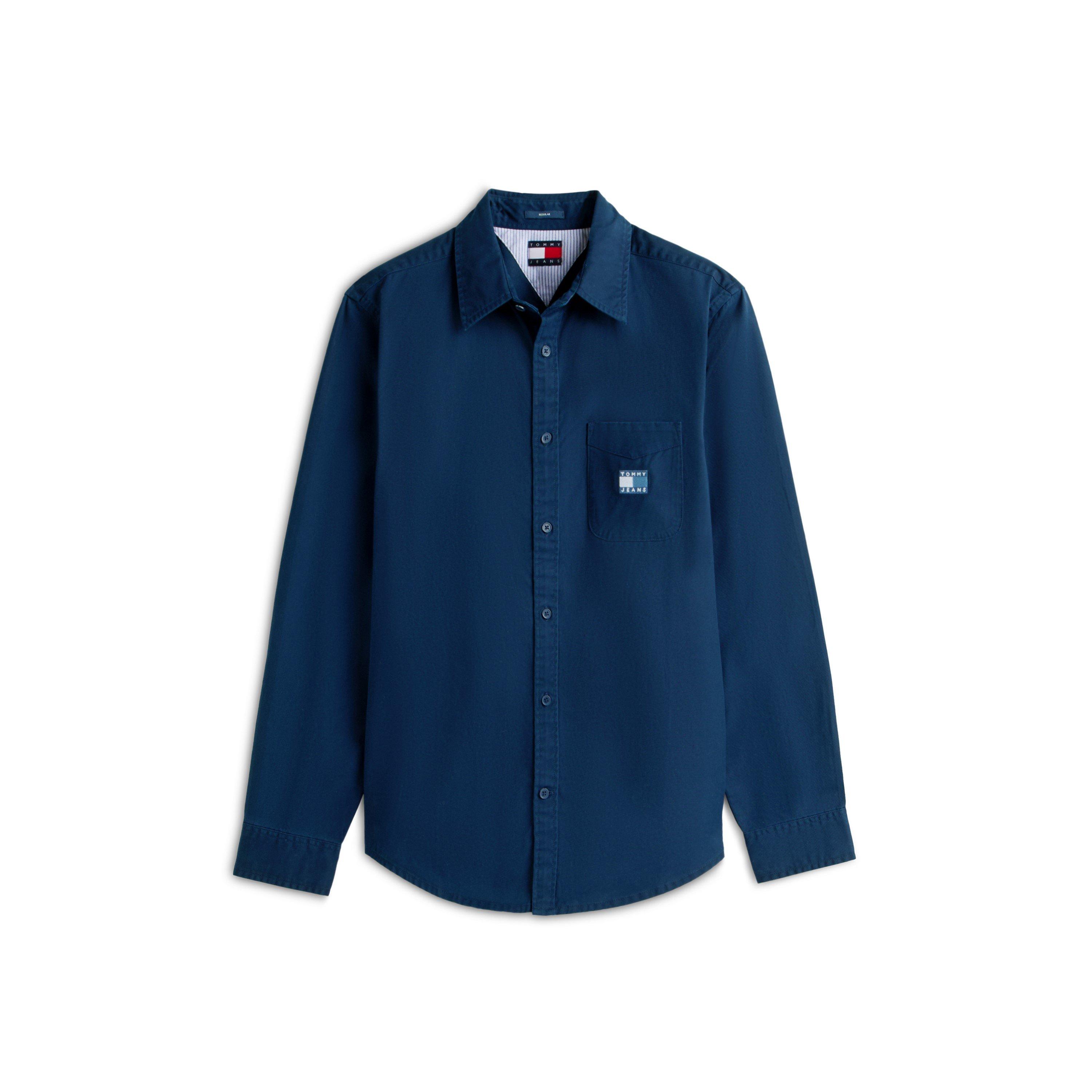 Tommy Jeans Men's Washed Twill Long Sleeve Plain Shirt - Night Navy - L