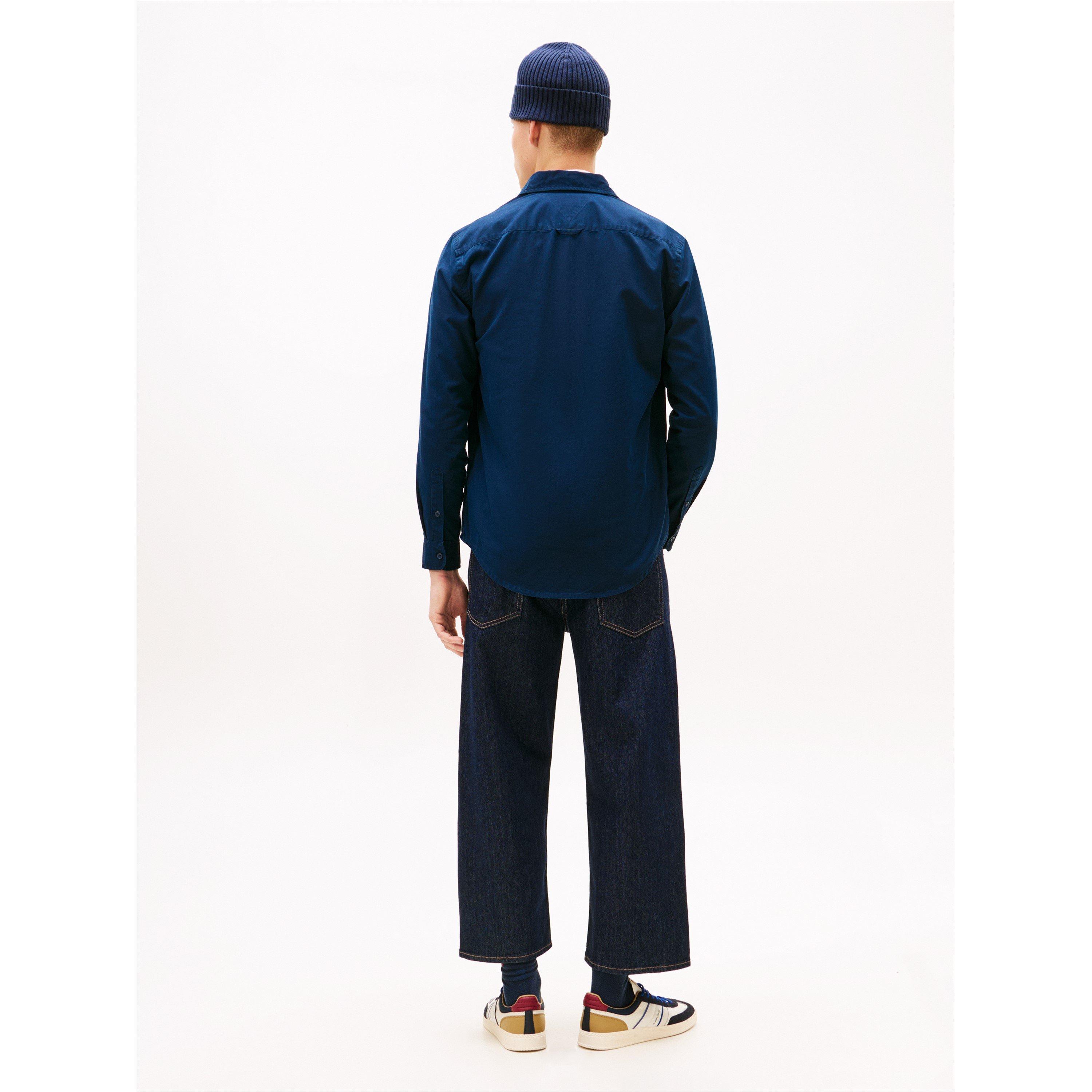 Night Navy - Tommy Jeans - Men's Washed Twill Long Sleeve Plain Shirt - 5