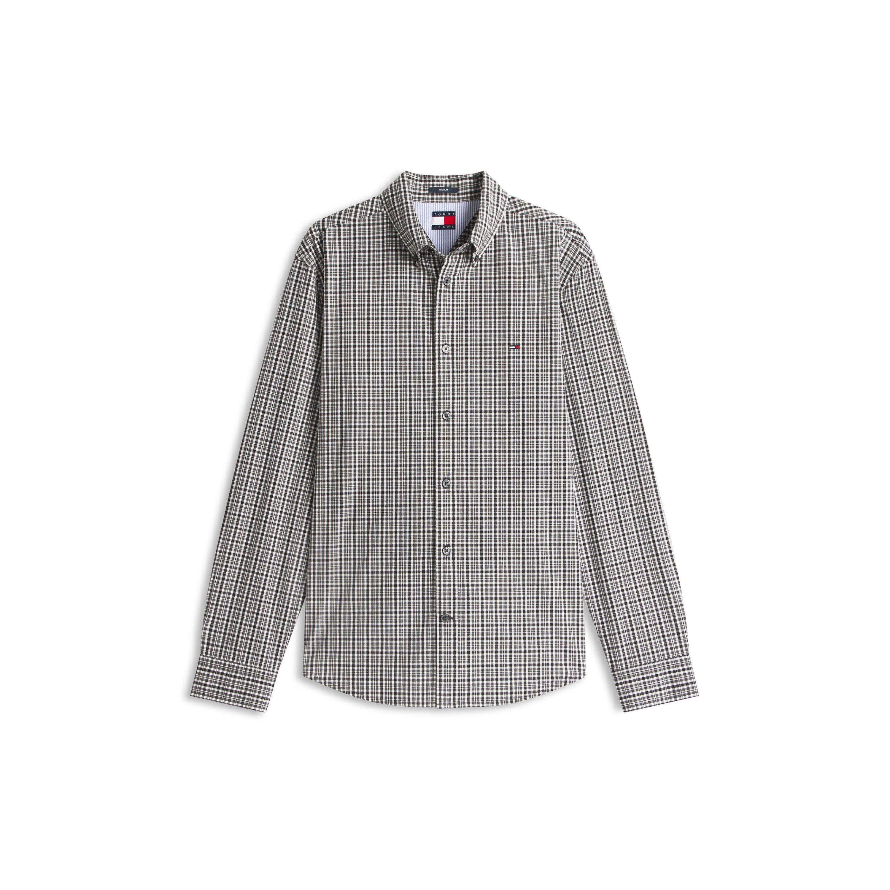 Black Chck - Tommy Jeans - Men's Poplin Long Sleeve Patterned Shirt - 1
