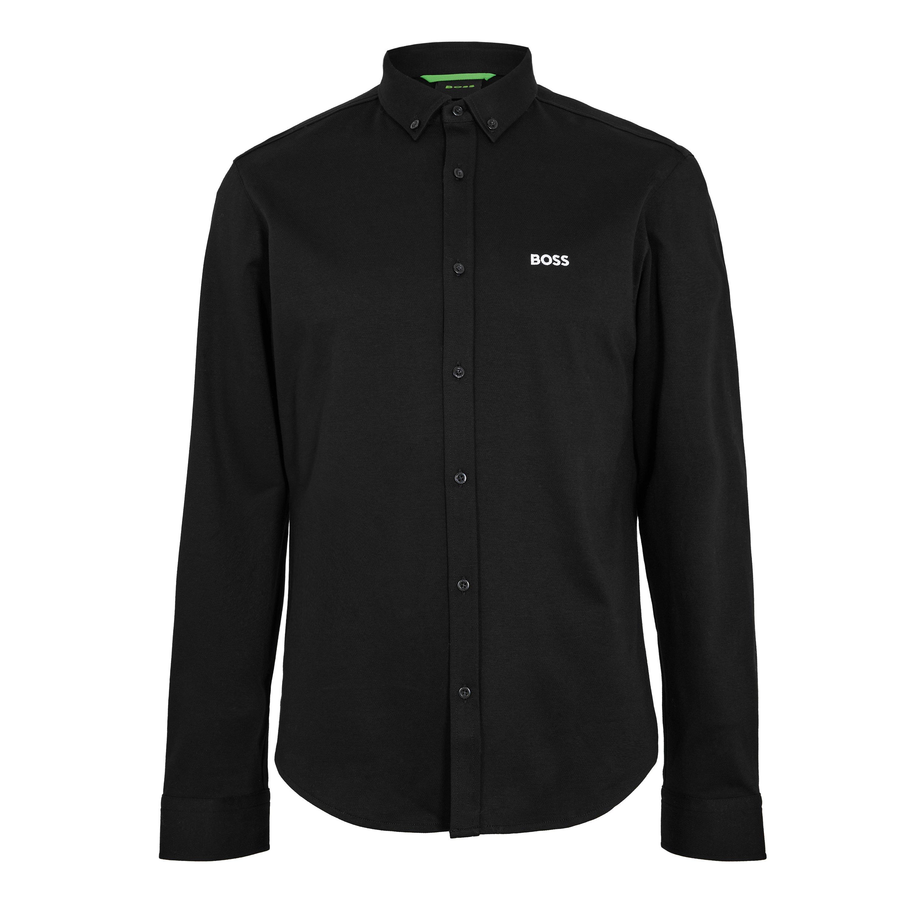 Black 002 - Boss - Mens BOSS GREEN Motion Long Sleeve Buttoned Shirt with Logo Detail - 1