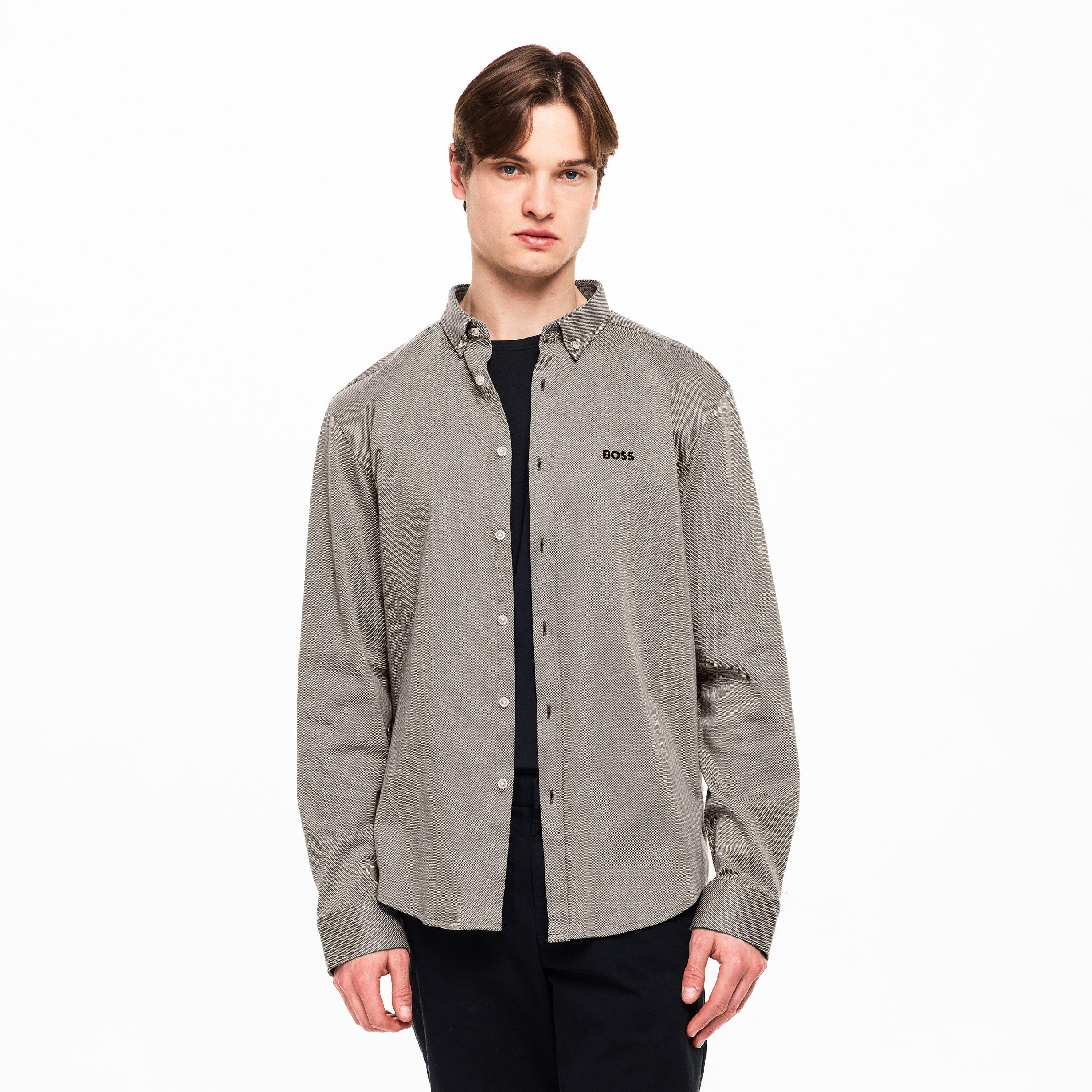 Dark Beige 257 - Boss - Mens BOSS GREEN Motion Long Sleeve Buttoned Shirt with Logo Detail - 3
