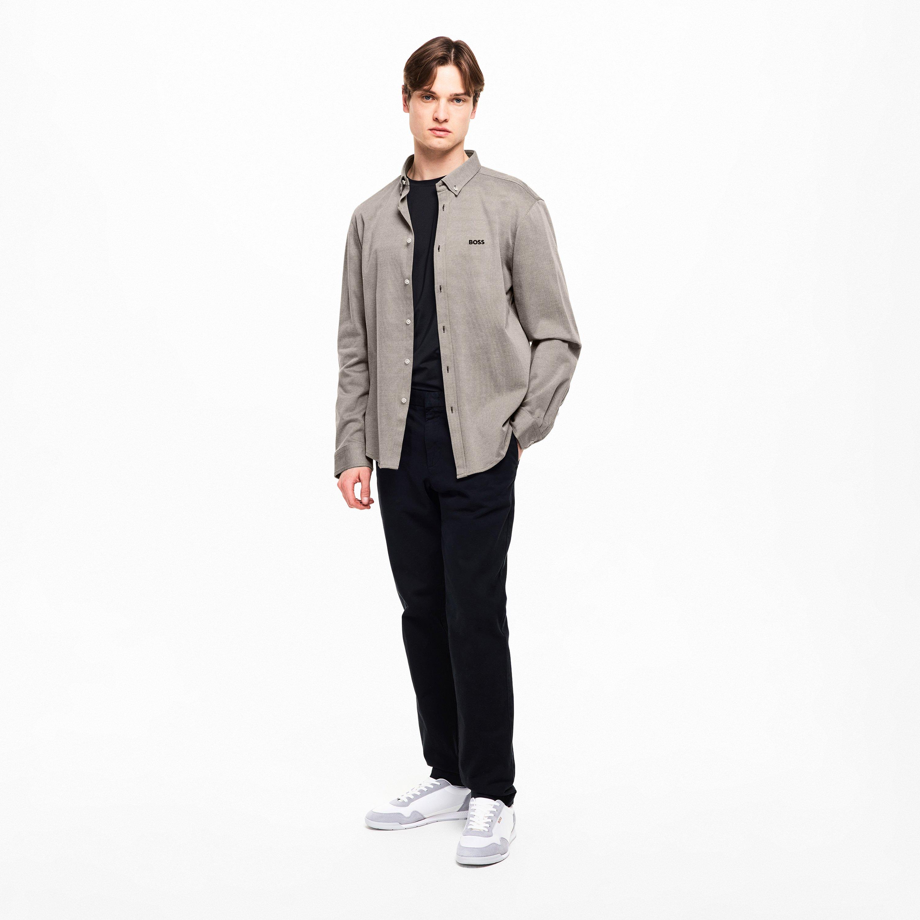 Dark Beige 257 - Boss - Mens BOSS GREEN Motion Long Sleeve Buttoned Shirt with Logo Detail - 5
