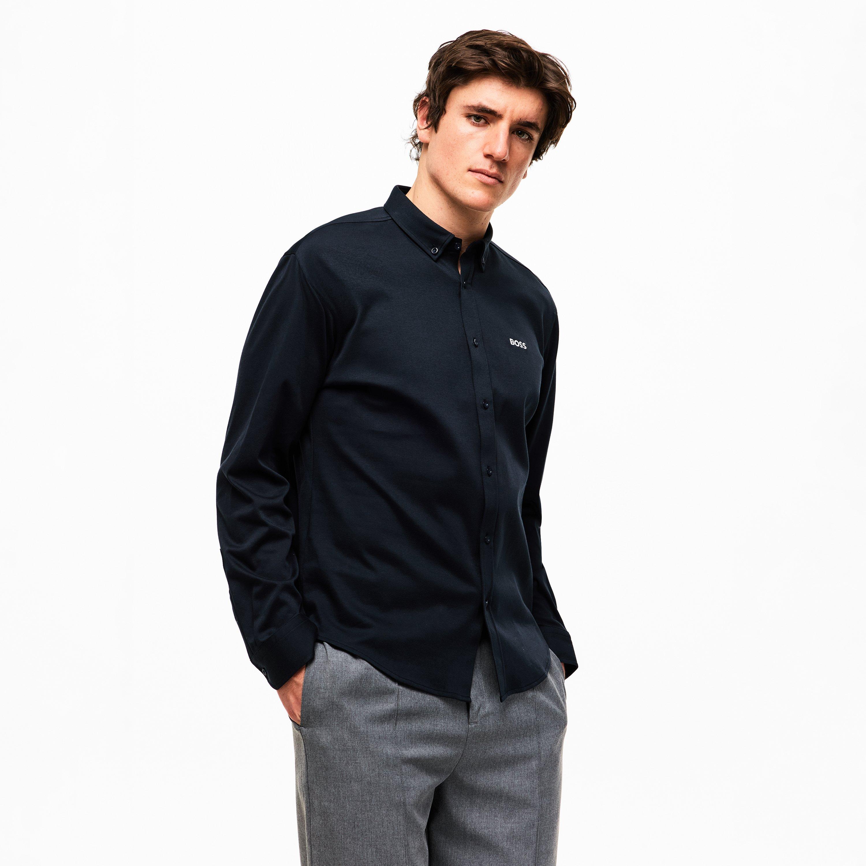 Tamno Plava 402 - Boss - St Motion L 10263169 01 Plain Shirt Mens - 3