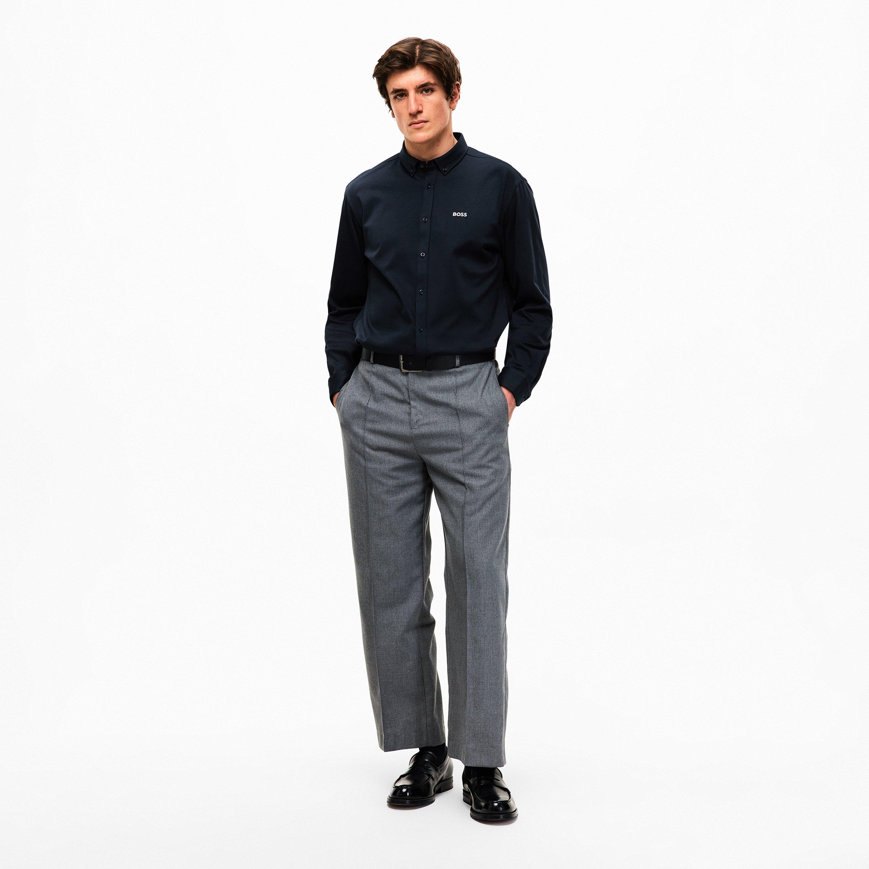 Tamno Plava 402 - Boss - St Motion L 10263169 01 Plain Shirt Mens - 5