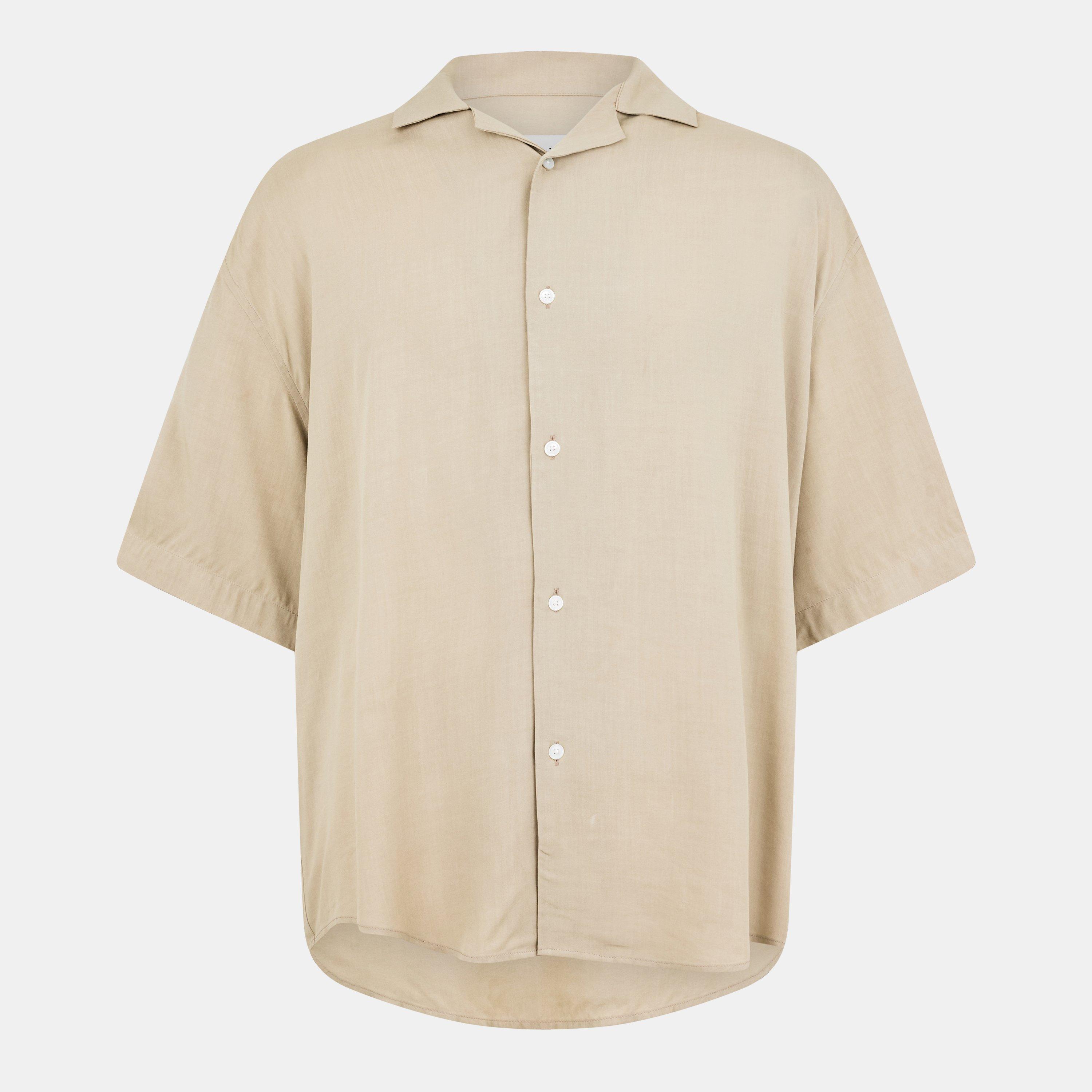 Ami Paris Men's Café Crème 229 Short Sleeve Plain Shirt - 42