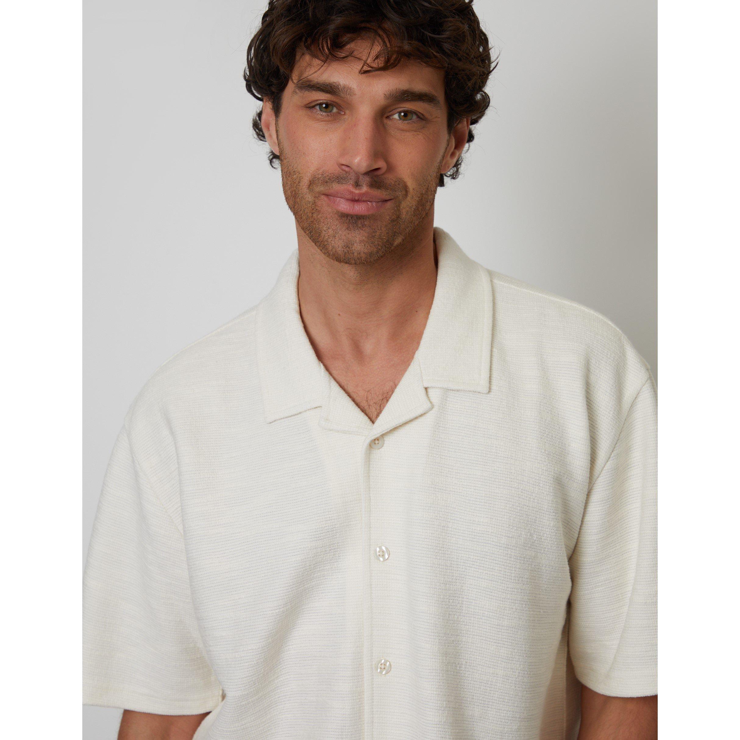  Ecru - Threadbare - Men's Antti Short-Sleeve Plain Shirt - 4