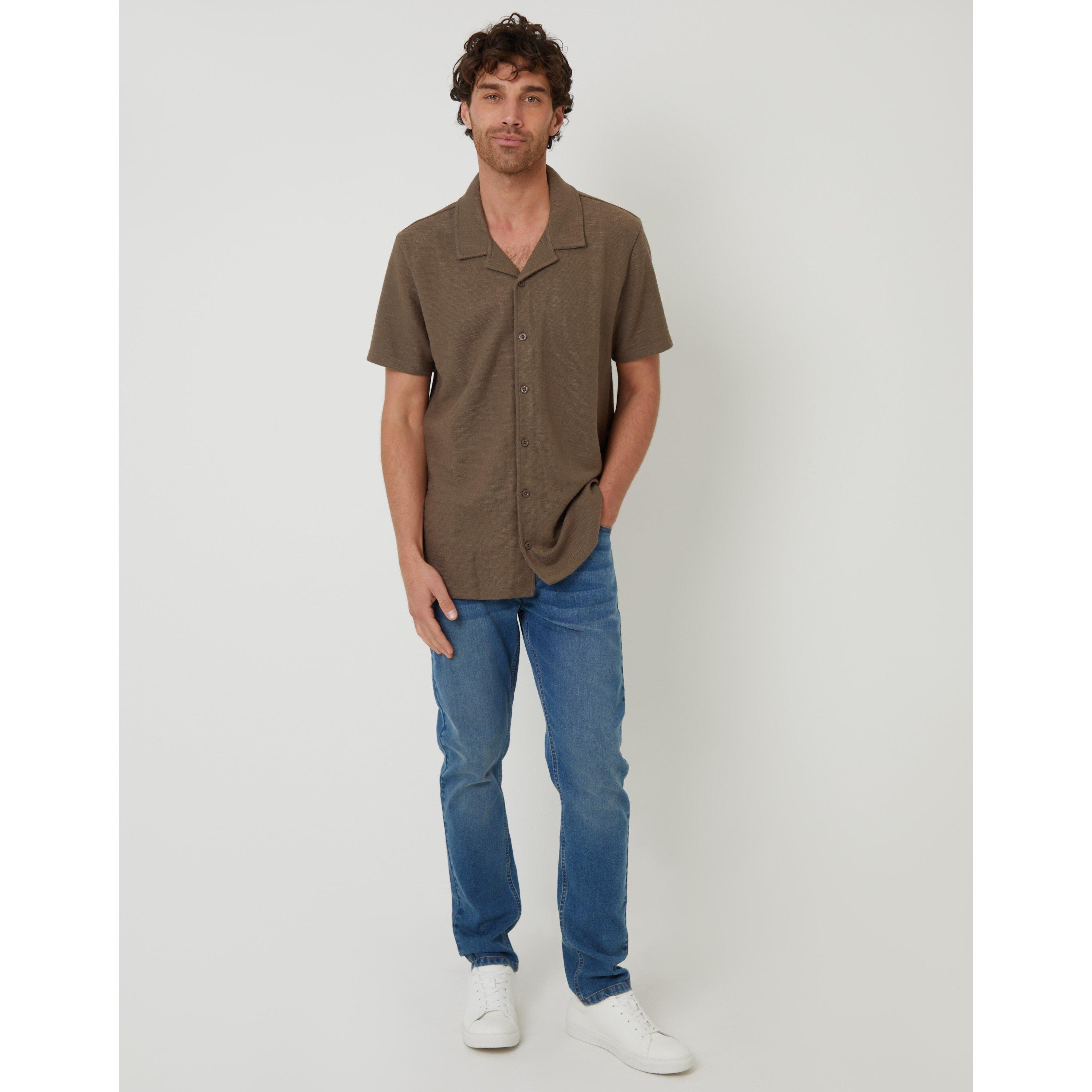 Khaki - Threadbare - Men's Antti Short-Sleeve Plain Shirt - 2