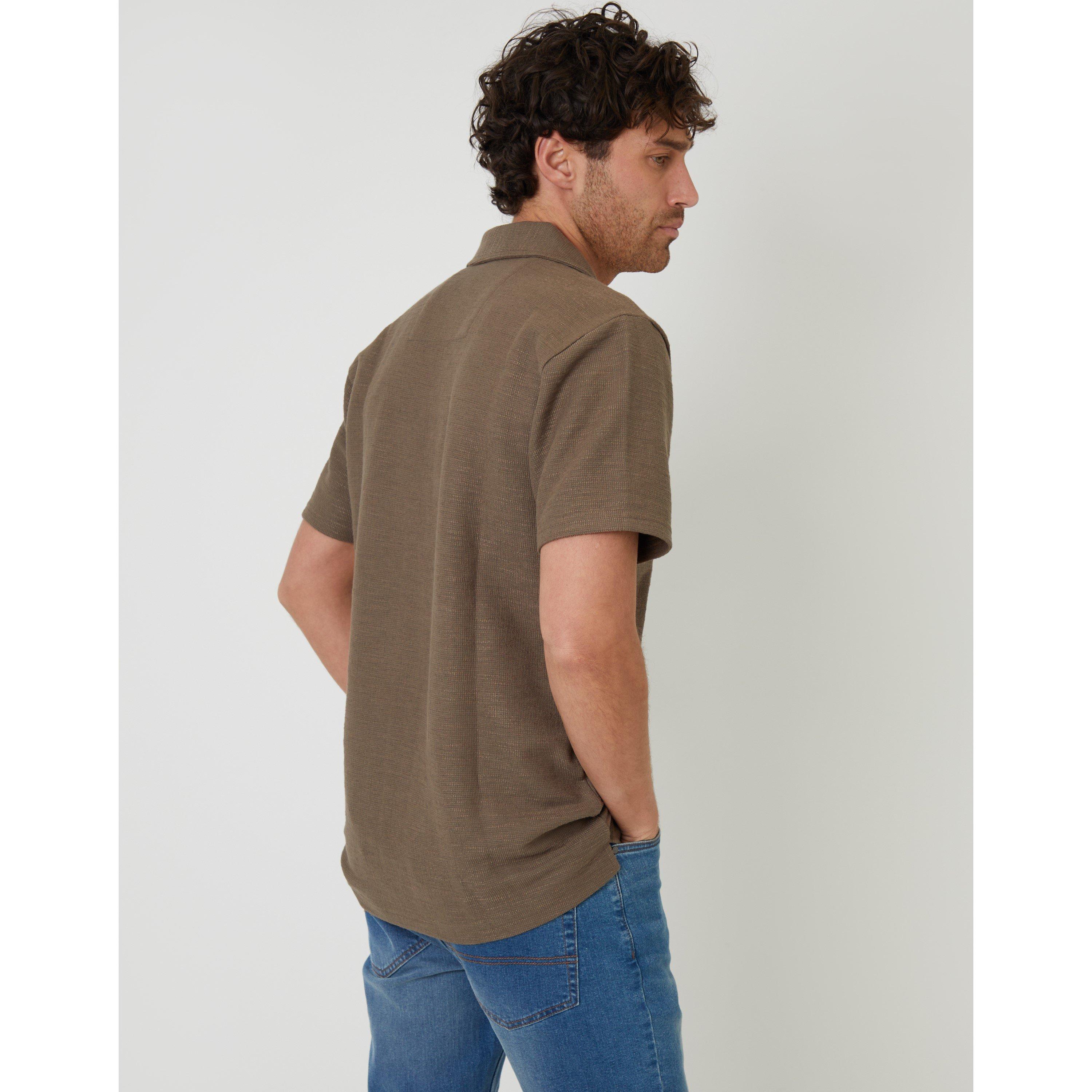 Khaki - Threadbare - Men's Antti Short-Sleeve Plain Shirt - 3