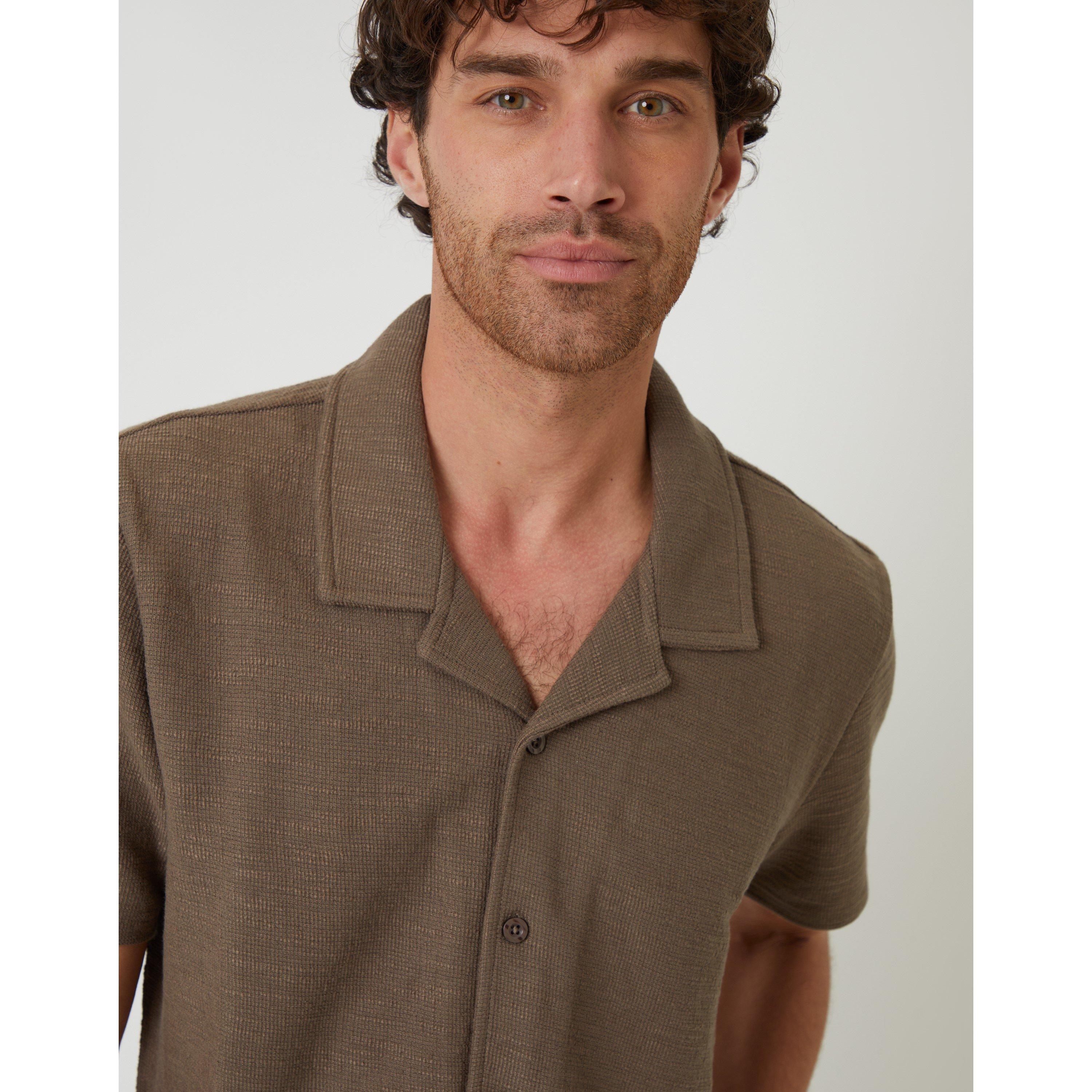 Khaki - Threadbare - Men's Antti Short-Sleeve Plain Shirt - 4