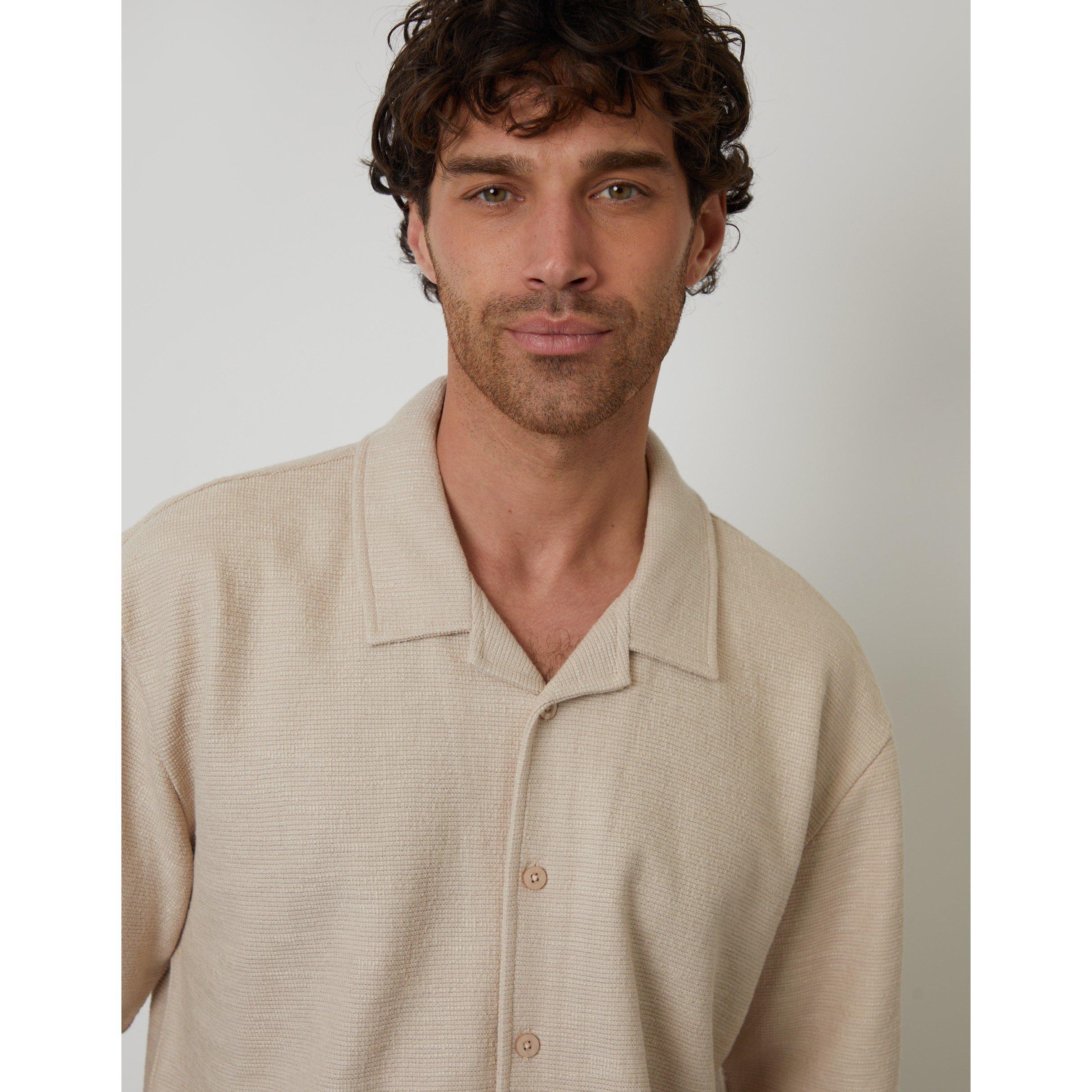  Stone - Threadbare - Men's Antti Short-Sleeve Plain Shirt - 4