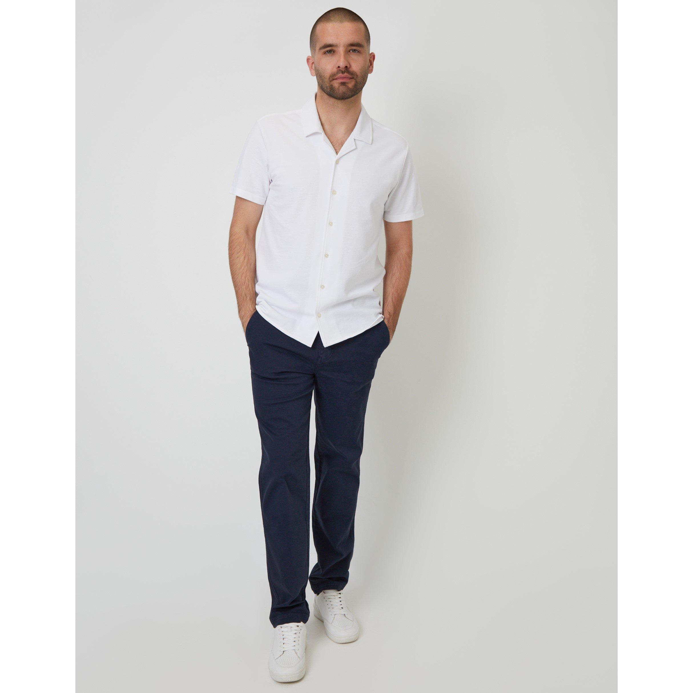  White - Threadbare - Men's Kaylian Short-Sleeve Plain Shirt - 2