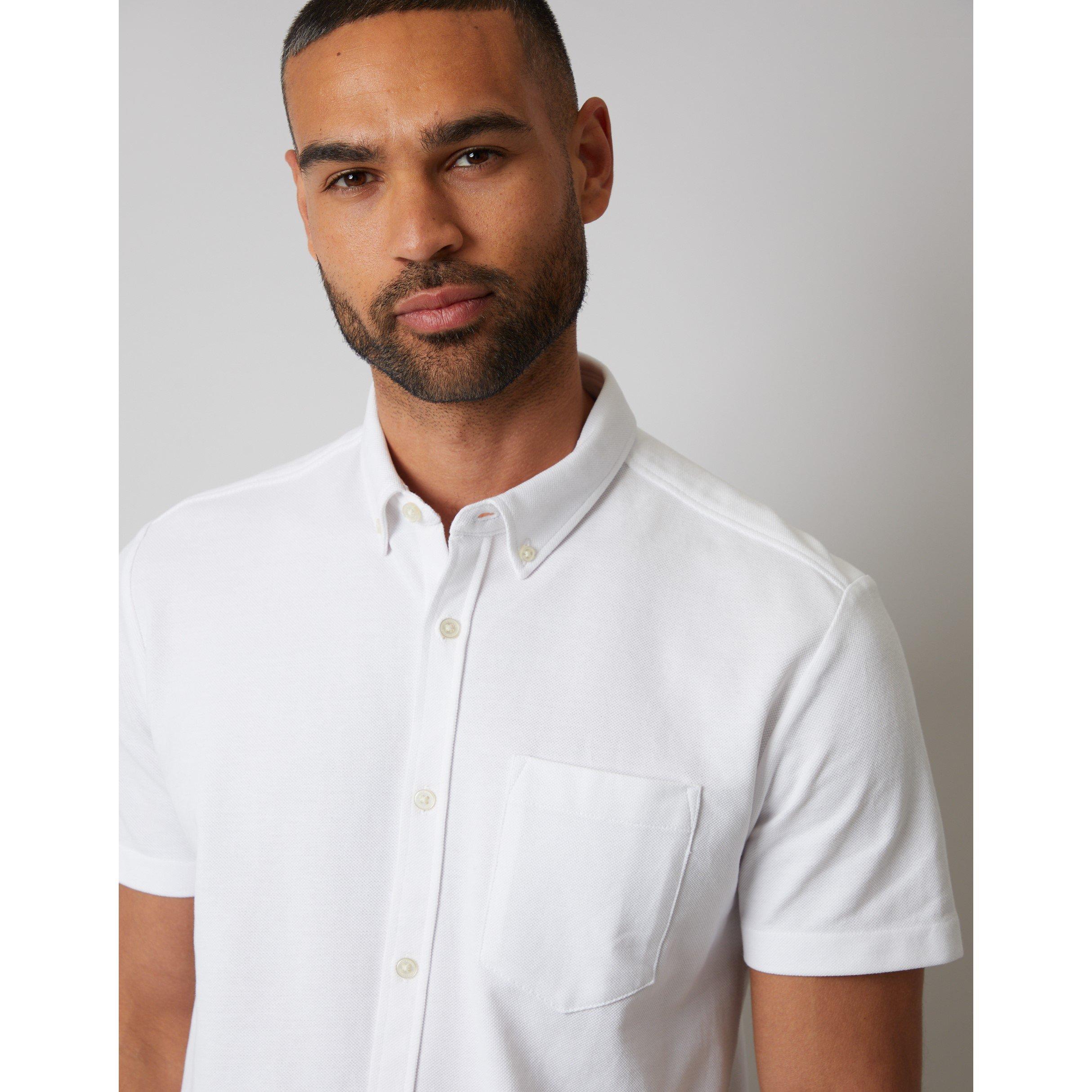  White - Threadbare - Men's Majestic Short-Sleeve Plain Shirt - 4