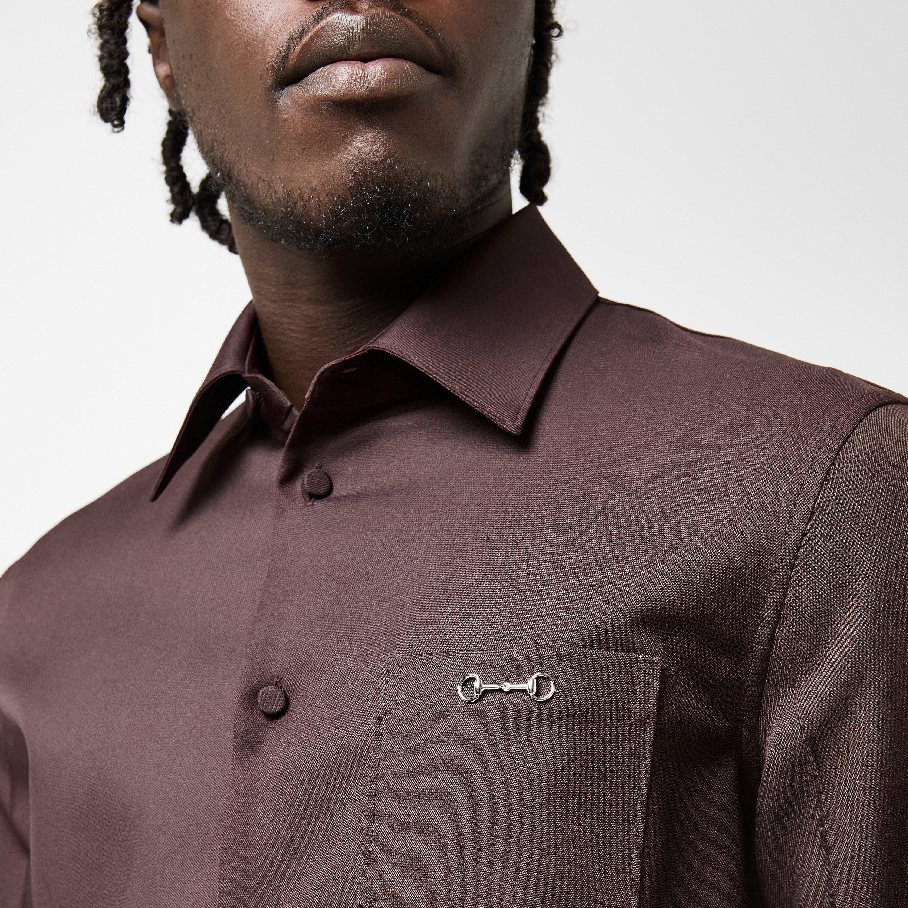 Brown - Gucci - Men's Classic Short-Sleeve Plain Shirt - 5