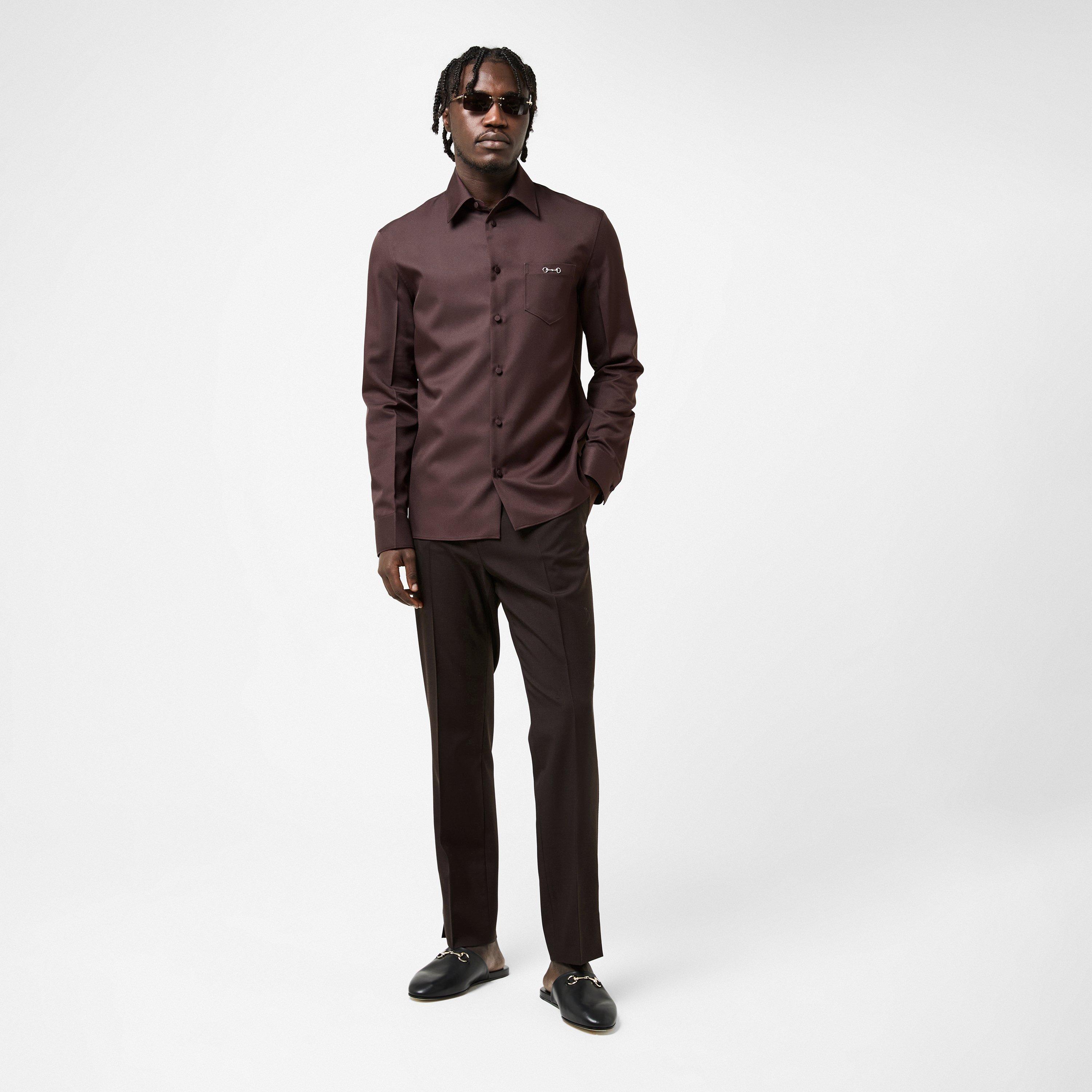 Brown - Gucci - Men's Classic Short-Sleeve Plain Shirt - 6