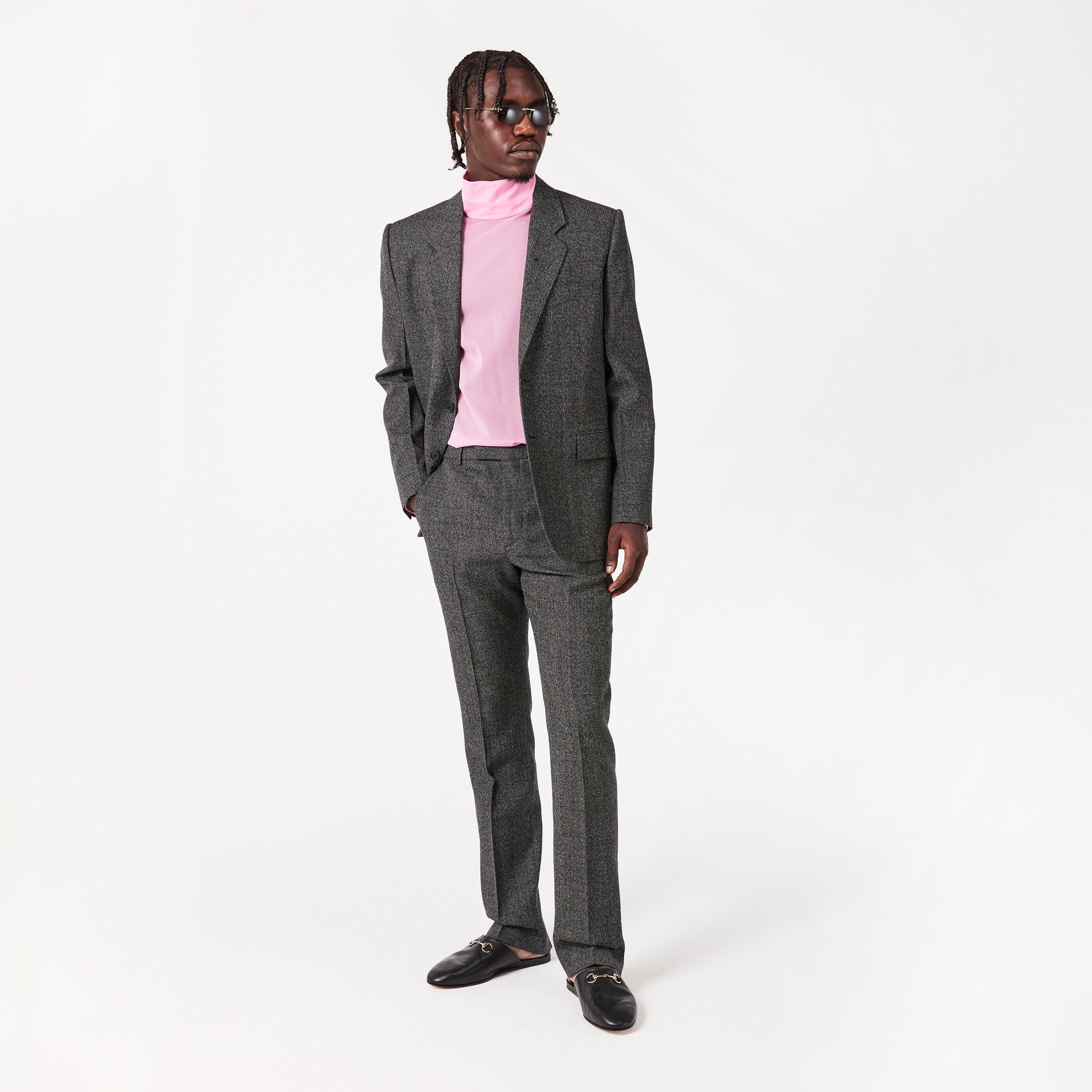 Pink - Gucci - Men's Silk Short-Sleeve Plain Shirt - 6