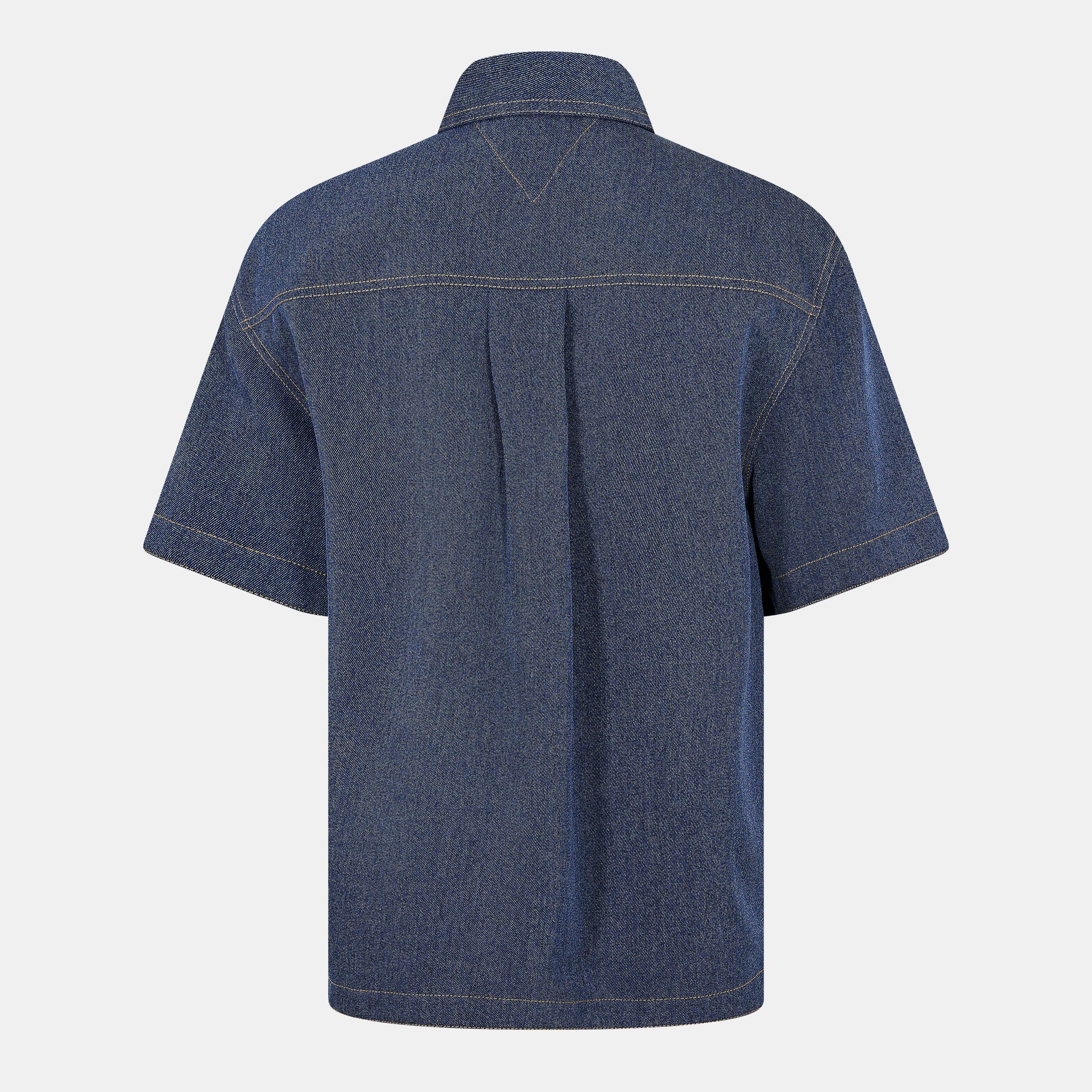 Blue - Bottega Veneta - Men's Short-Sleeve Plain Shirt - 2