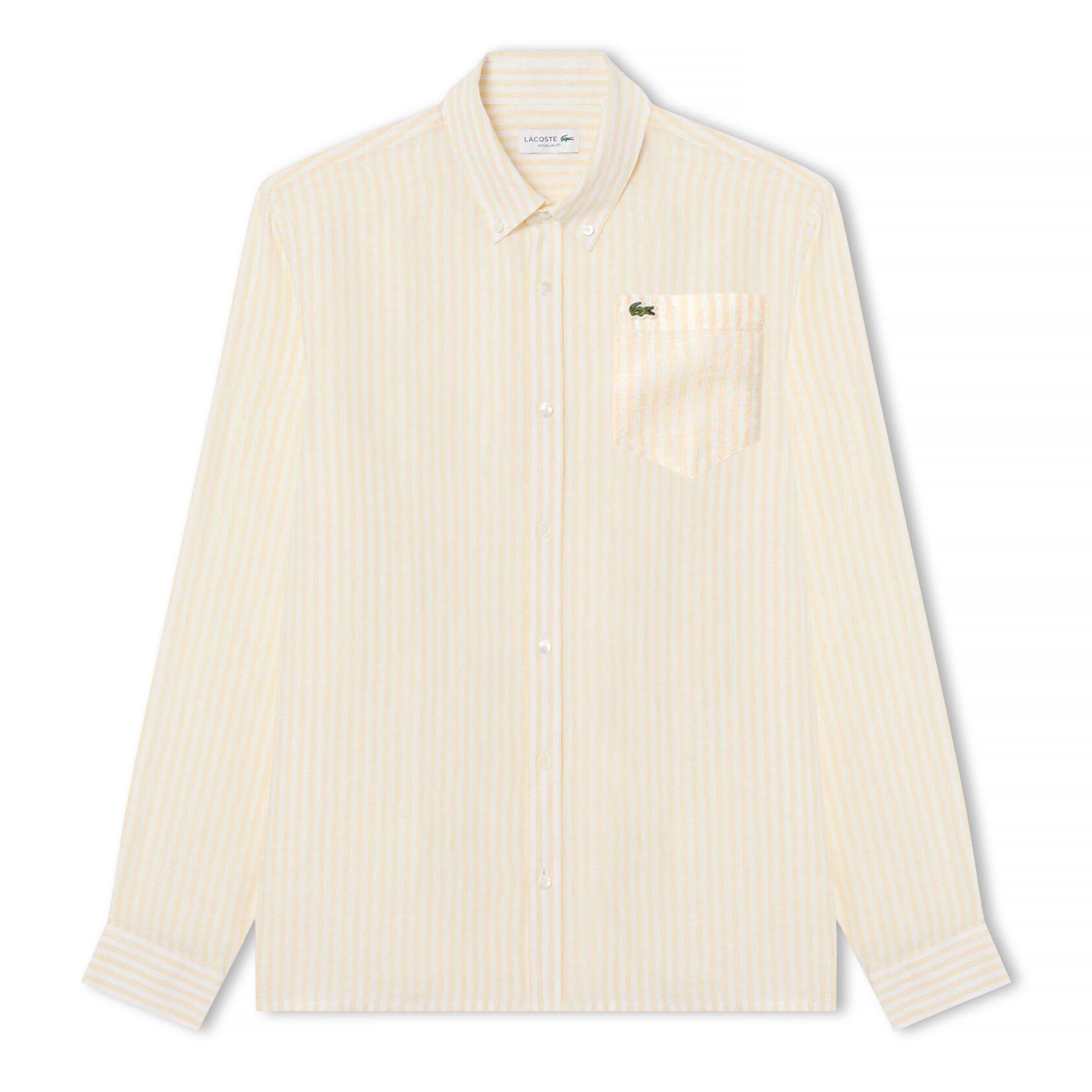 Lacoste Men's Long Sleeve Patterned Shirt - Yellow 2AI - Size 2XL