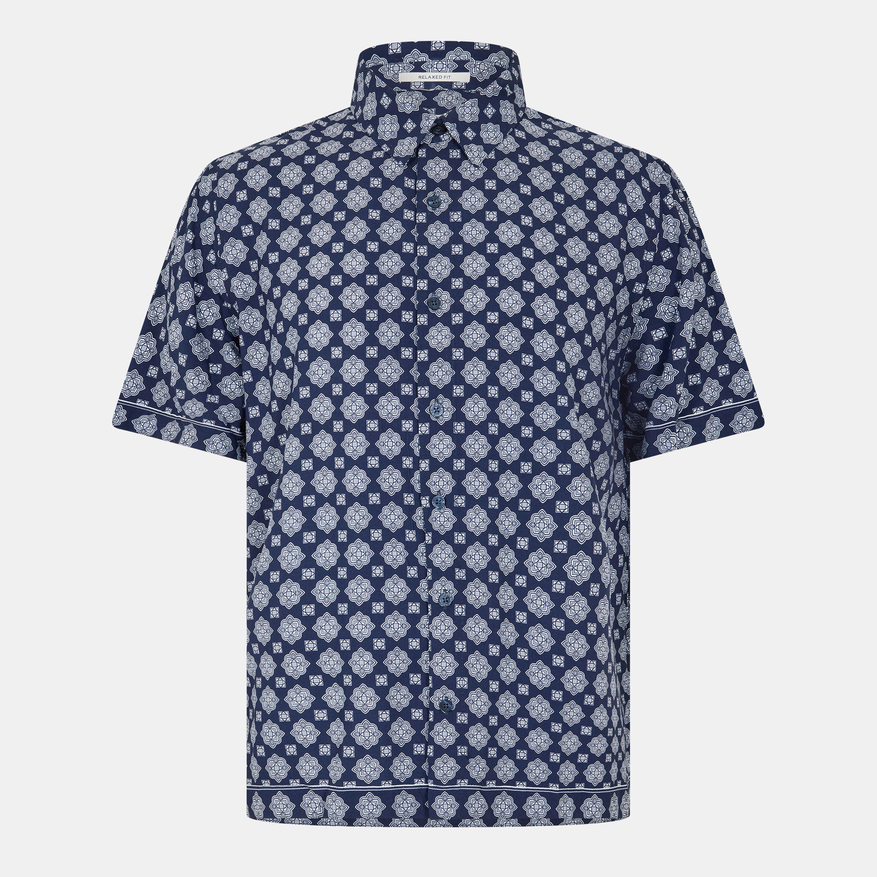 Navy - Jack Wills - Short Sleeve Printed Shirt - 1
