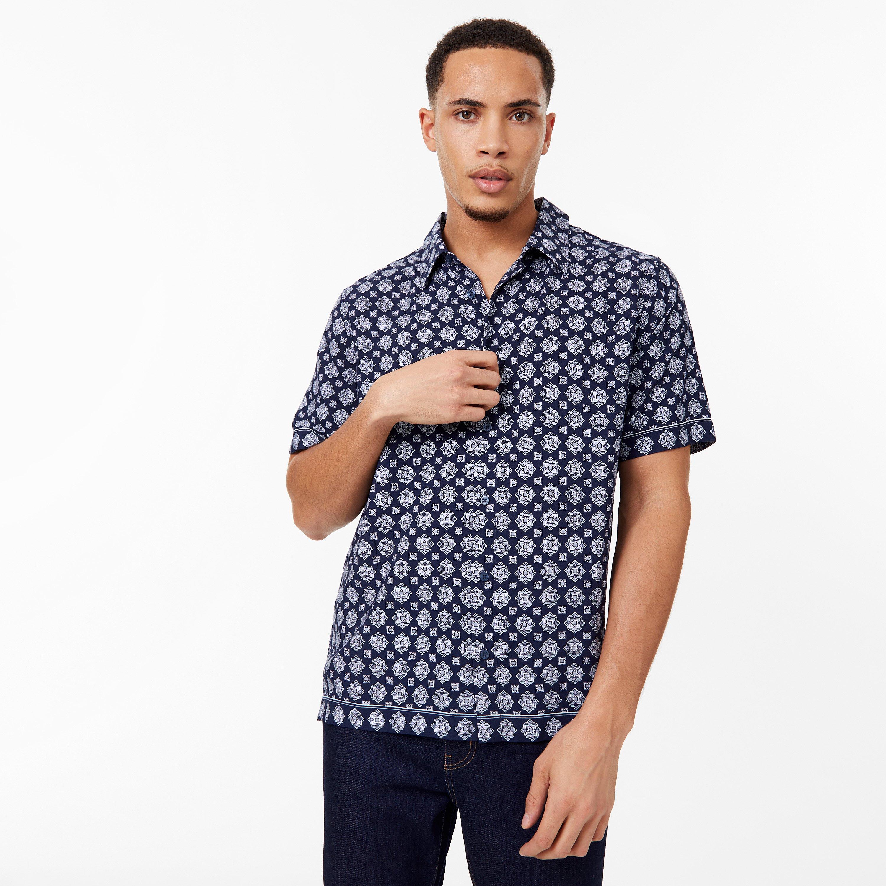 Navy - Jack Wills - Short Sleeve Printed Shirt - 3