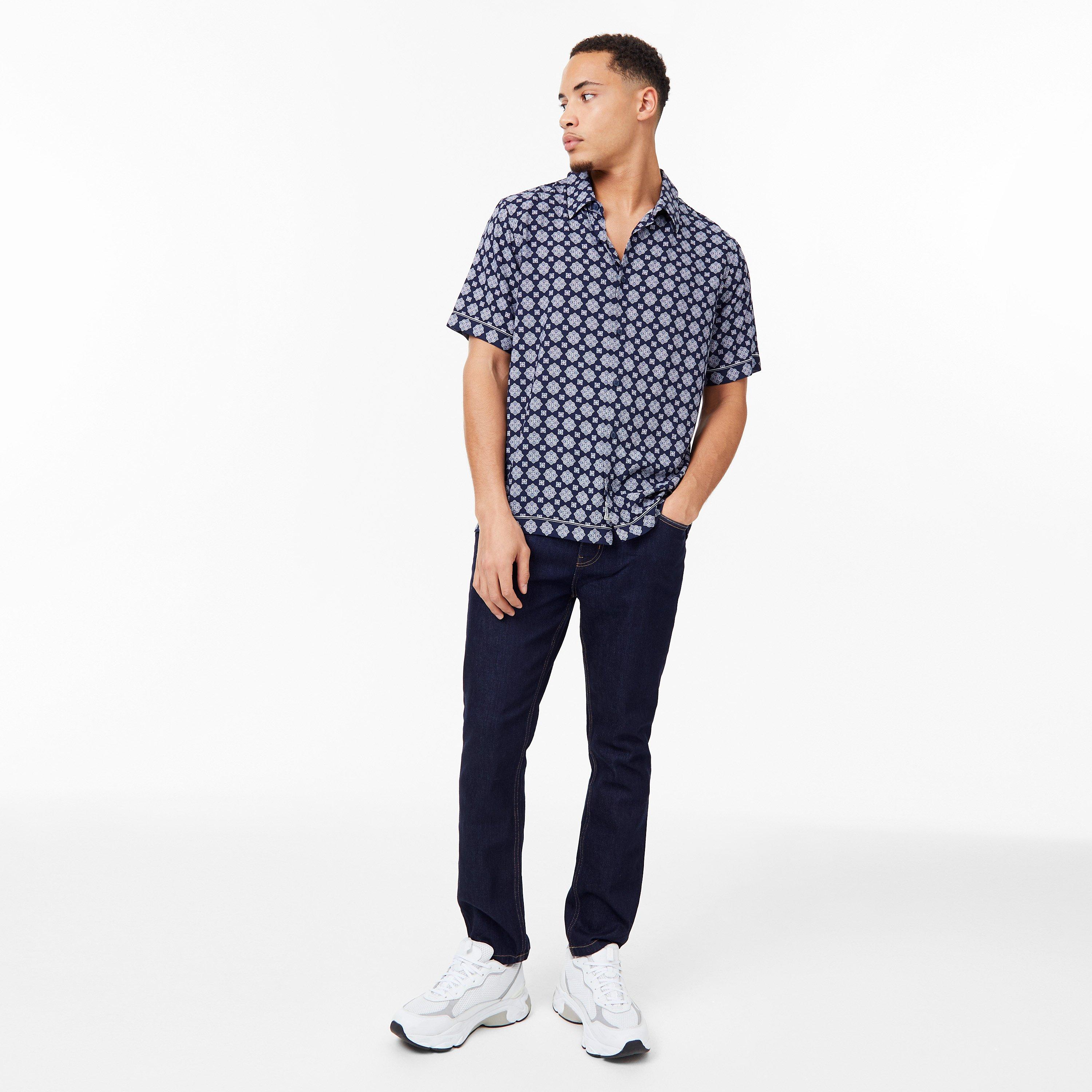 Navy - Jack Wills - Short Sleeve Printed Shirt - 5
