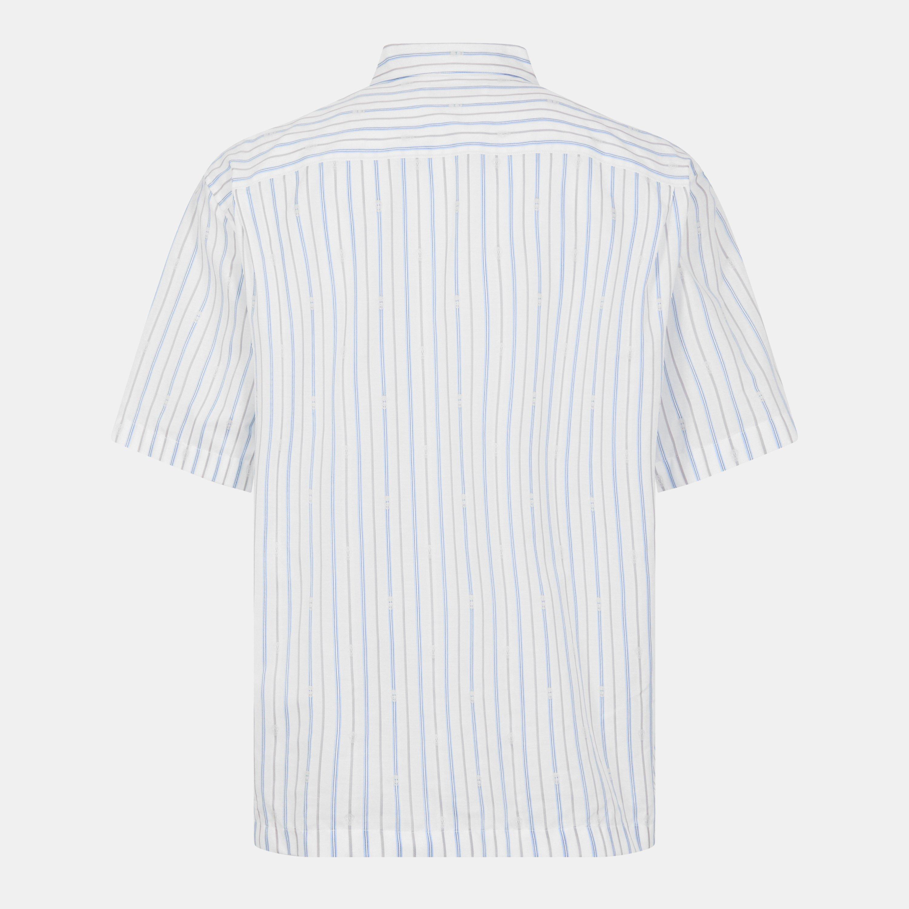 White/Blue/Grey - Alexander McQueen - Men's Short-Sleeve Plain Shirt - 2