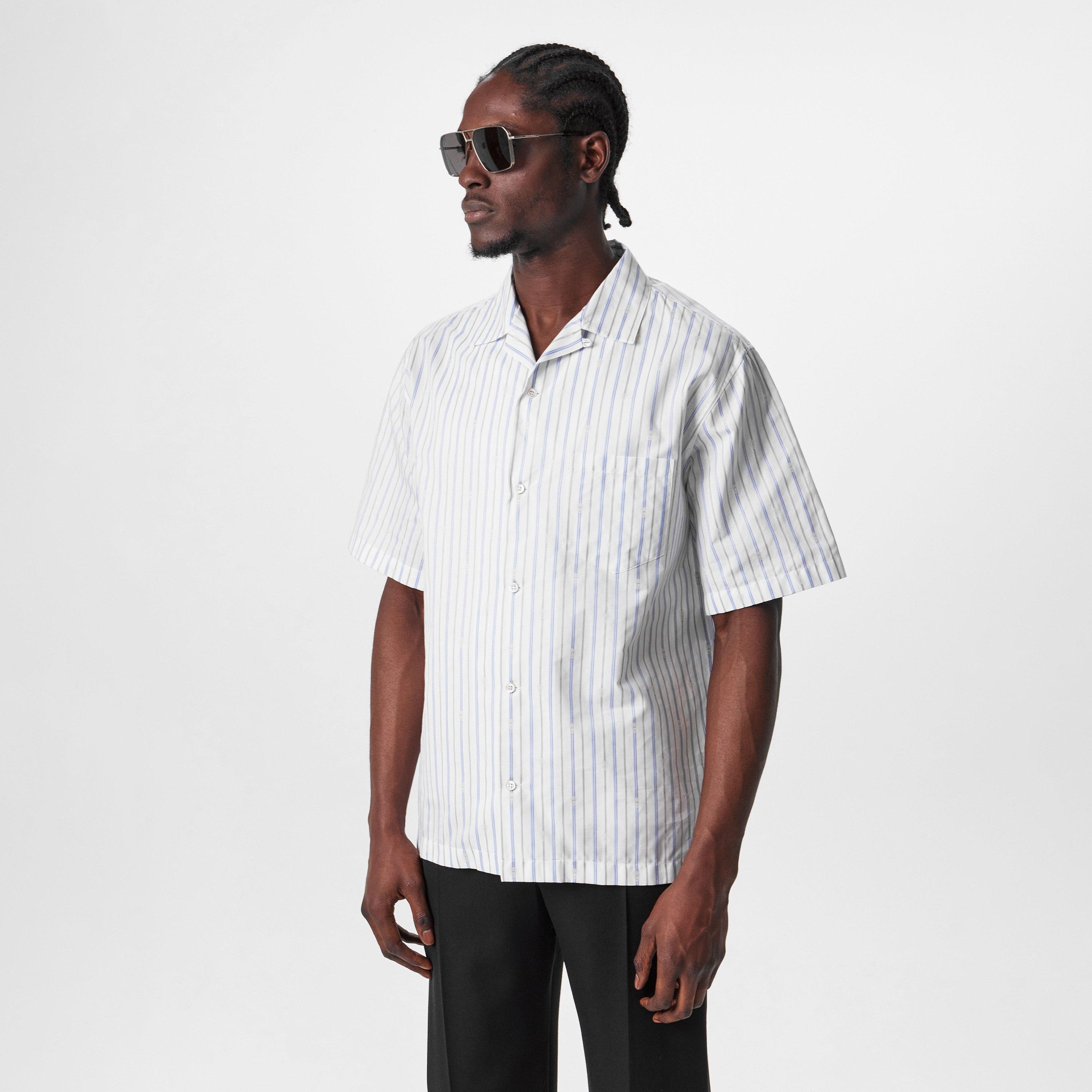 White/Blue/Grey - Alexander McQueen - Men's Short-Sleeve Plain Shirt - 3