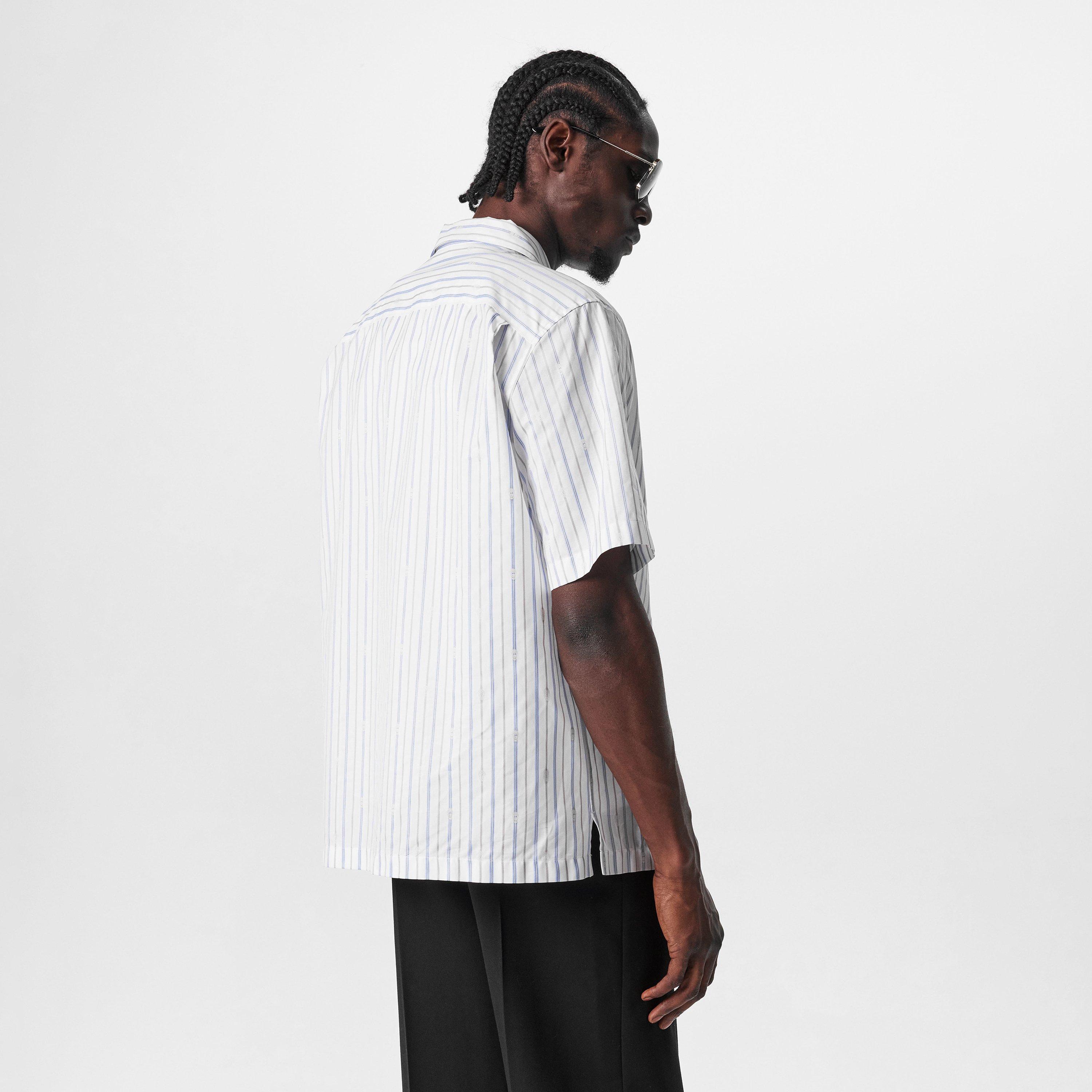 White/Blue/Grey - Alexander McQueen - Men's Short-Sleeve Plain Shirt - 4