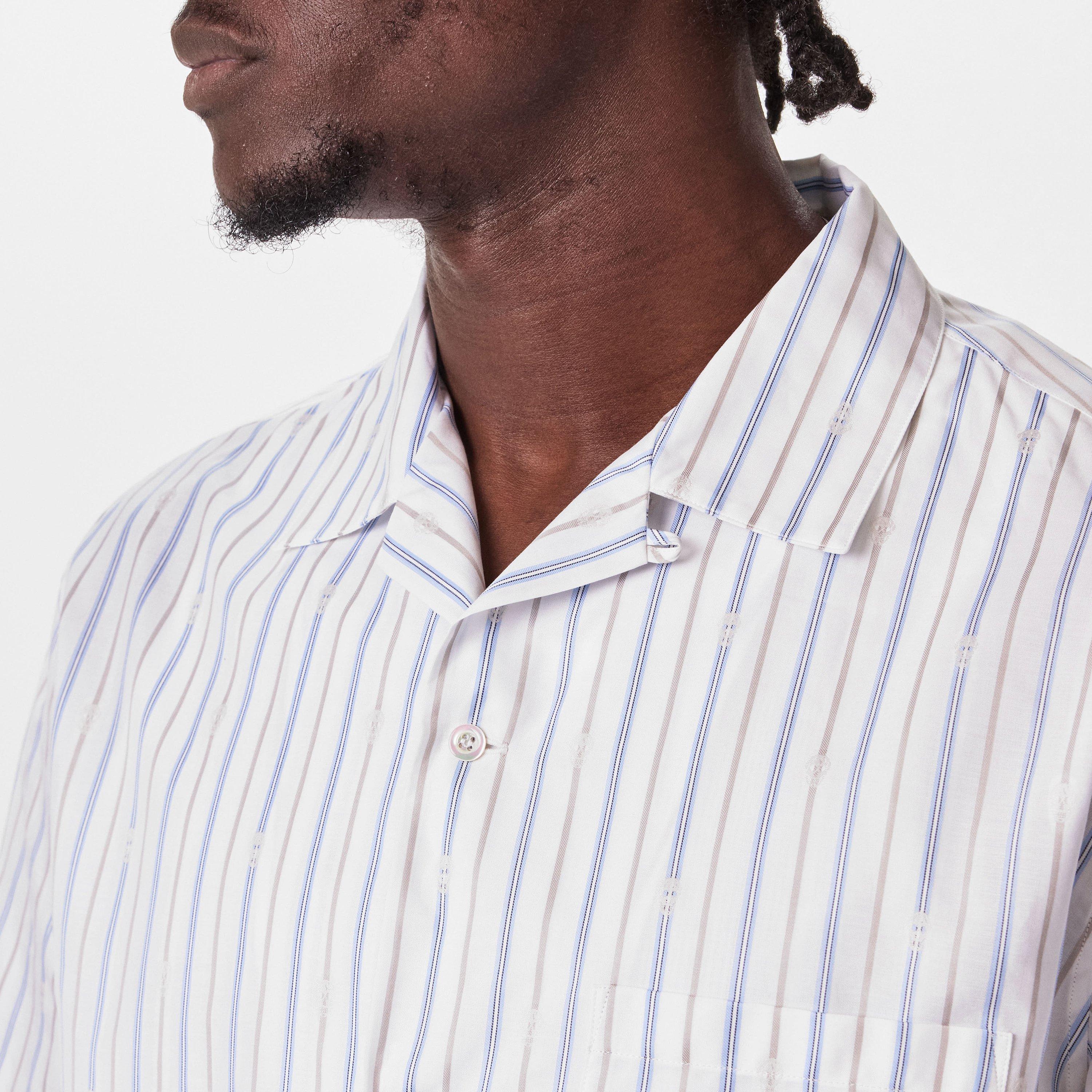 White/Blue/Grey - Alexander McQueen - Men's Short-Sleeve Plain Shirt - 5