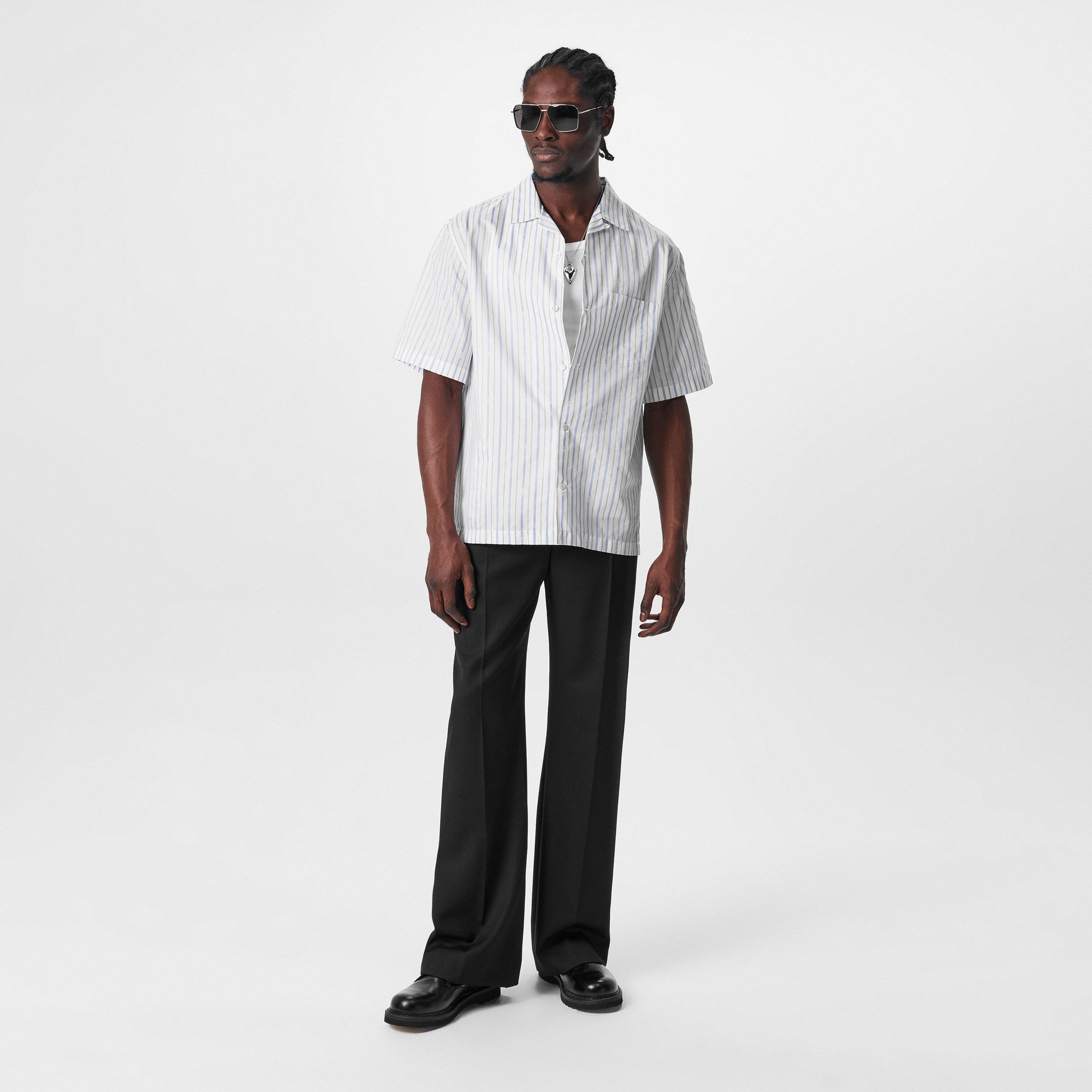 White/Blue/Grey - Alexander McQueen - Men's Short-Sleeve Plain Shirt - 6