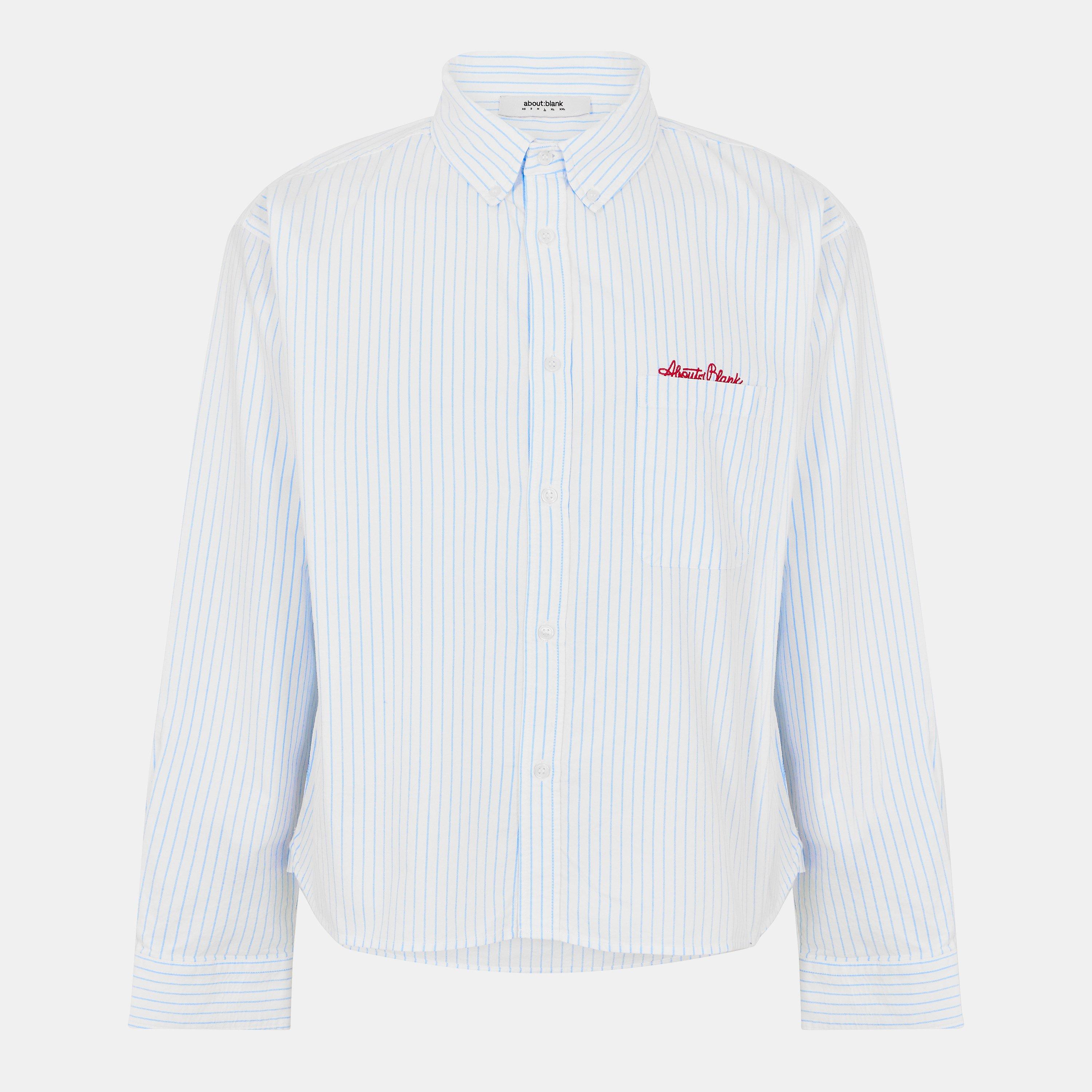 White/Blue - about:blank - Mens Oxford Script Shirt - 1