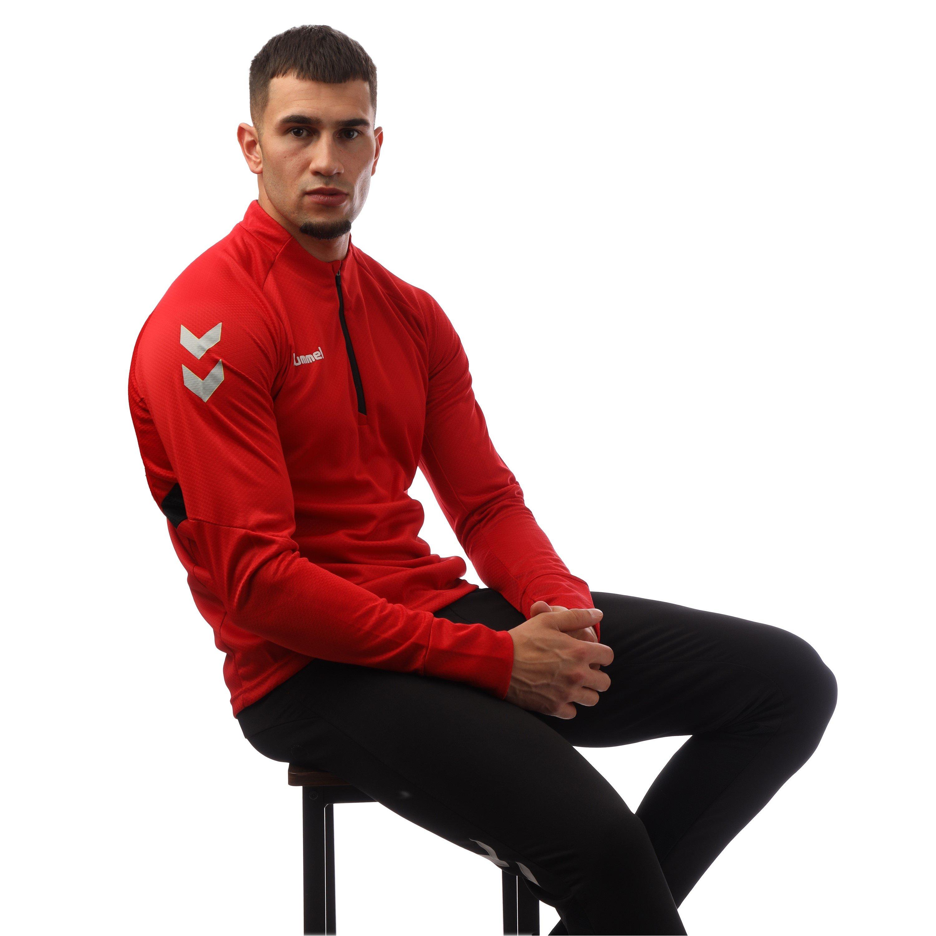True Red - Hummel - quarter Zip Fleece Fabric - 4