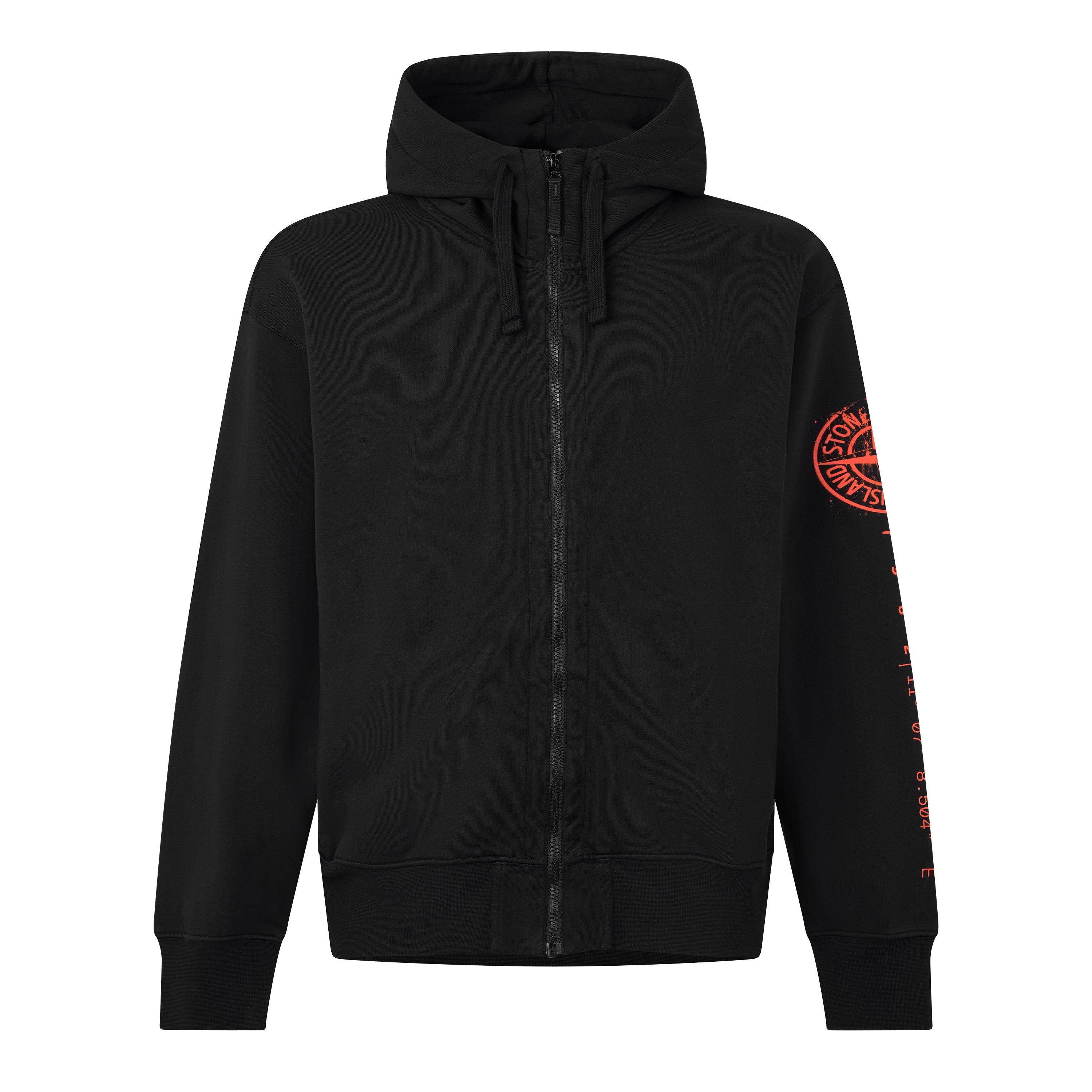 Stone Island Stone Prnt FZ Hoody Sn64 - Black V0029 - Size 3XL