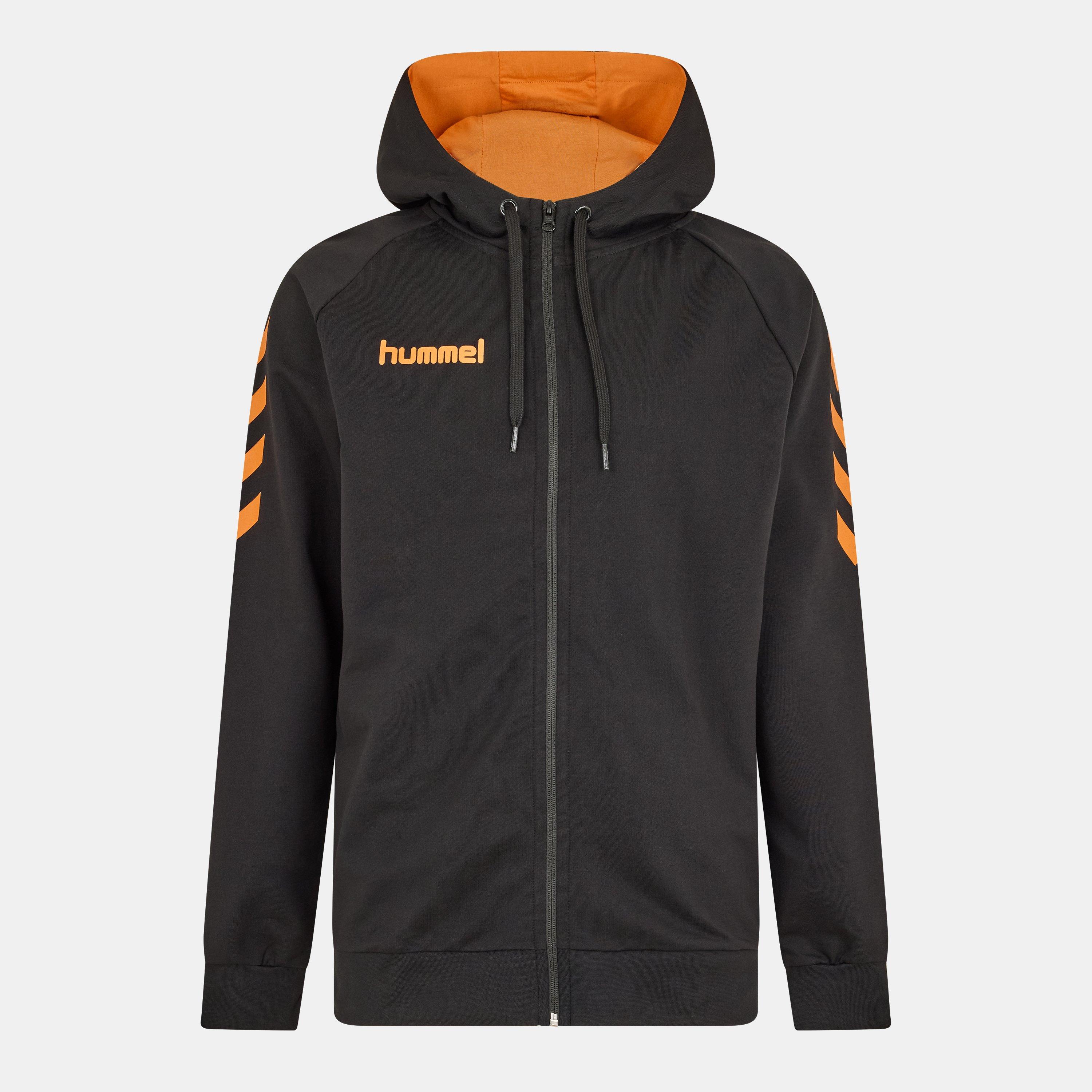 Black/Orange - Hummel - Men's Go Cotton Zipped Tracksuit Top - 1