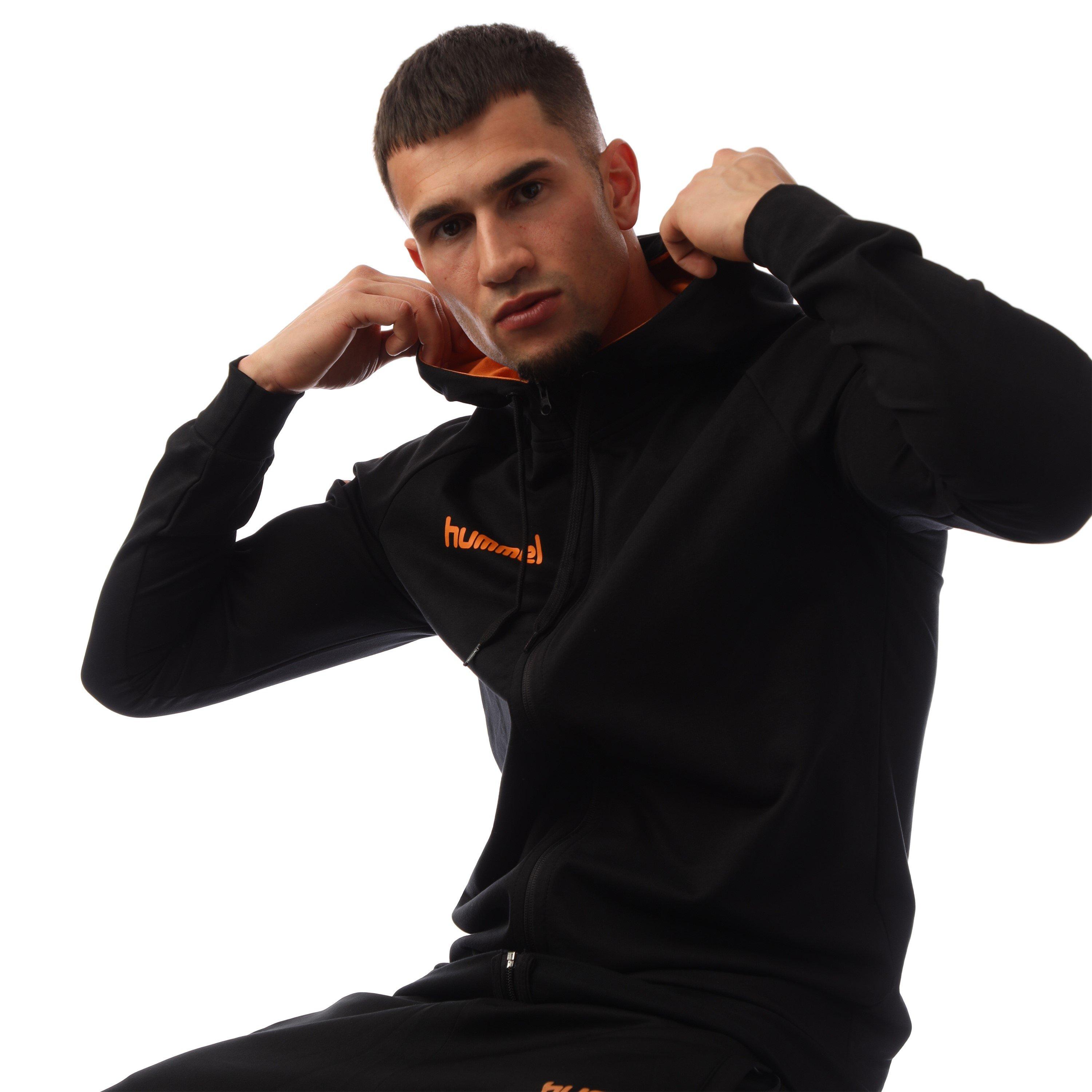 Black/Orange - Hummel - Men's Go Cotton Zipped Tracksuit Top - 4