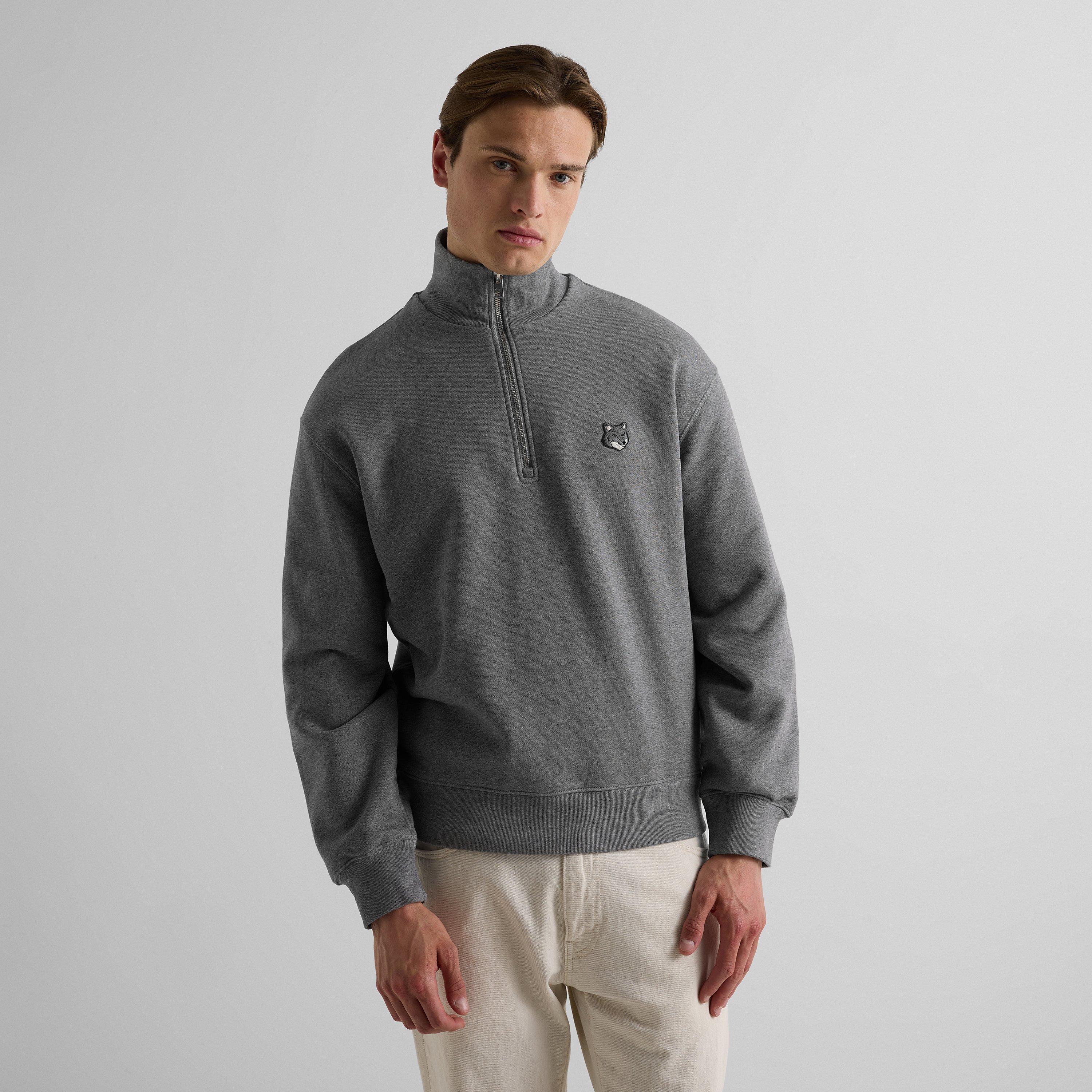 Grey Melange - Maison Kitsune - Men's Fox HD Comfort Half Zip Fleece - 3