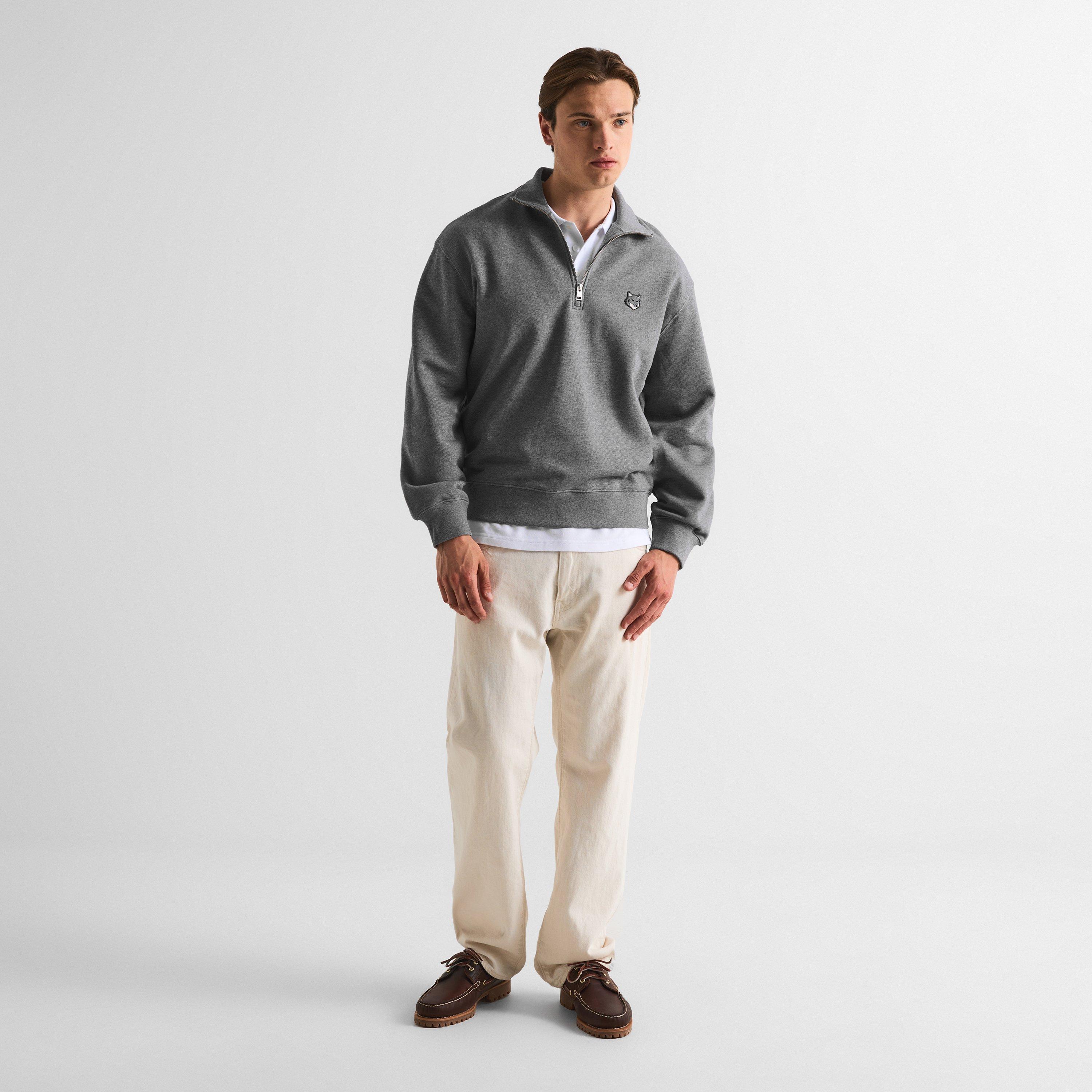 Grey Melange - Maison Kitsune - Men's Fox HD Comfort Half Zip Fleece - 6