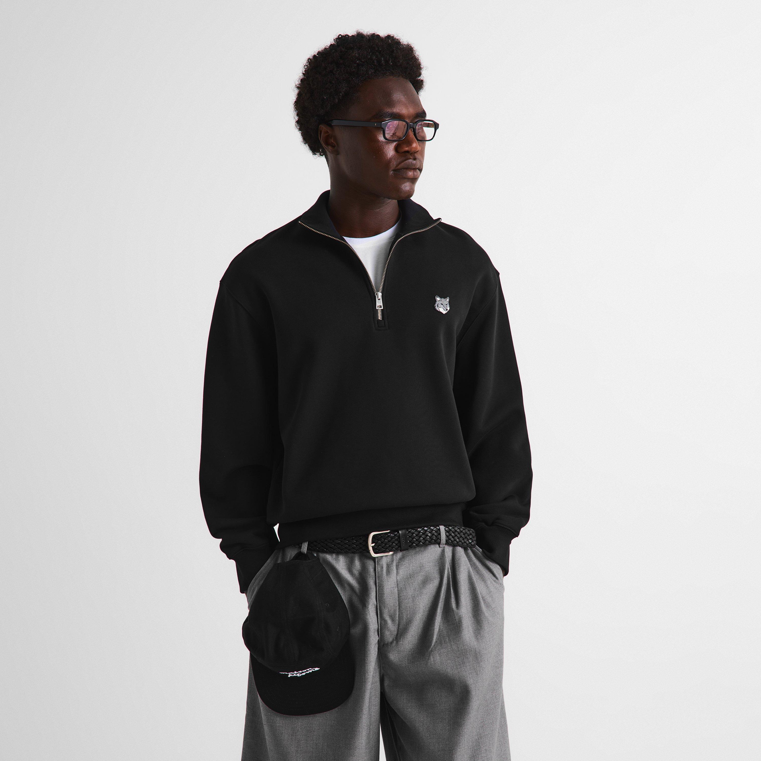 Black - Maison Kitsune - Men's Fox HD Comfort Half Zip Fleece - 3