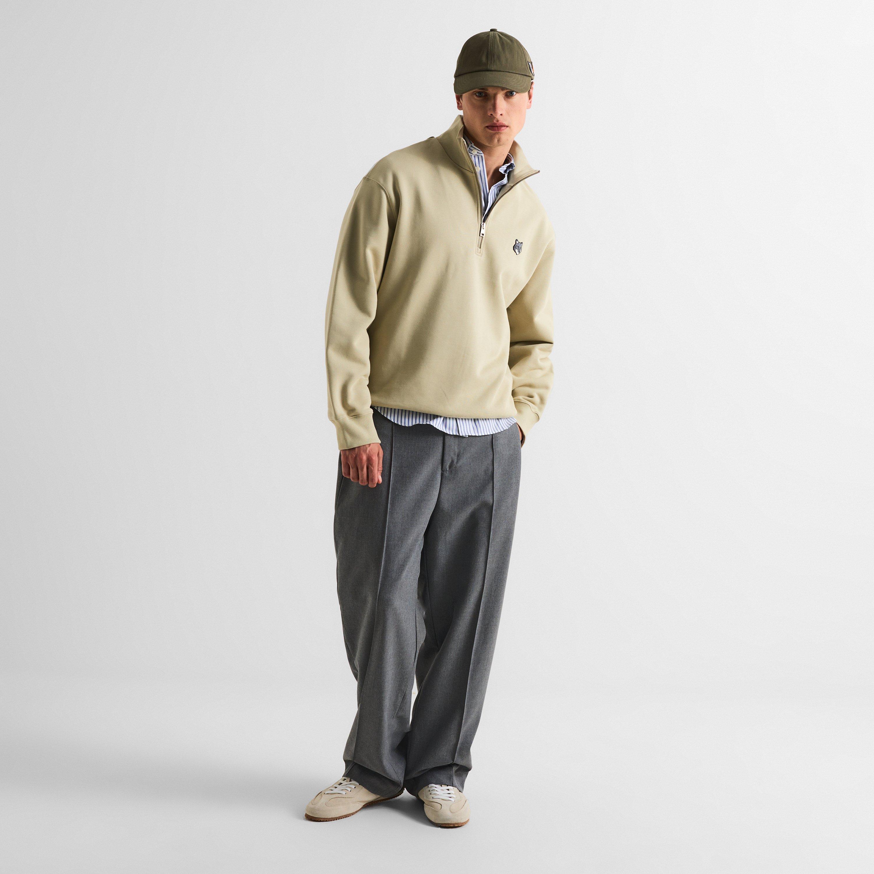 Stone Beige - Maison Kitsune - Men's Fox HD Comfort Half Zip Fleece - 6