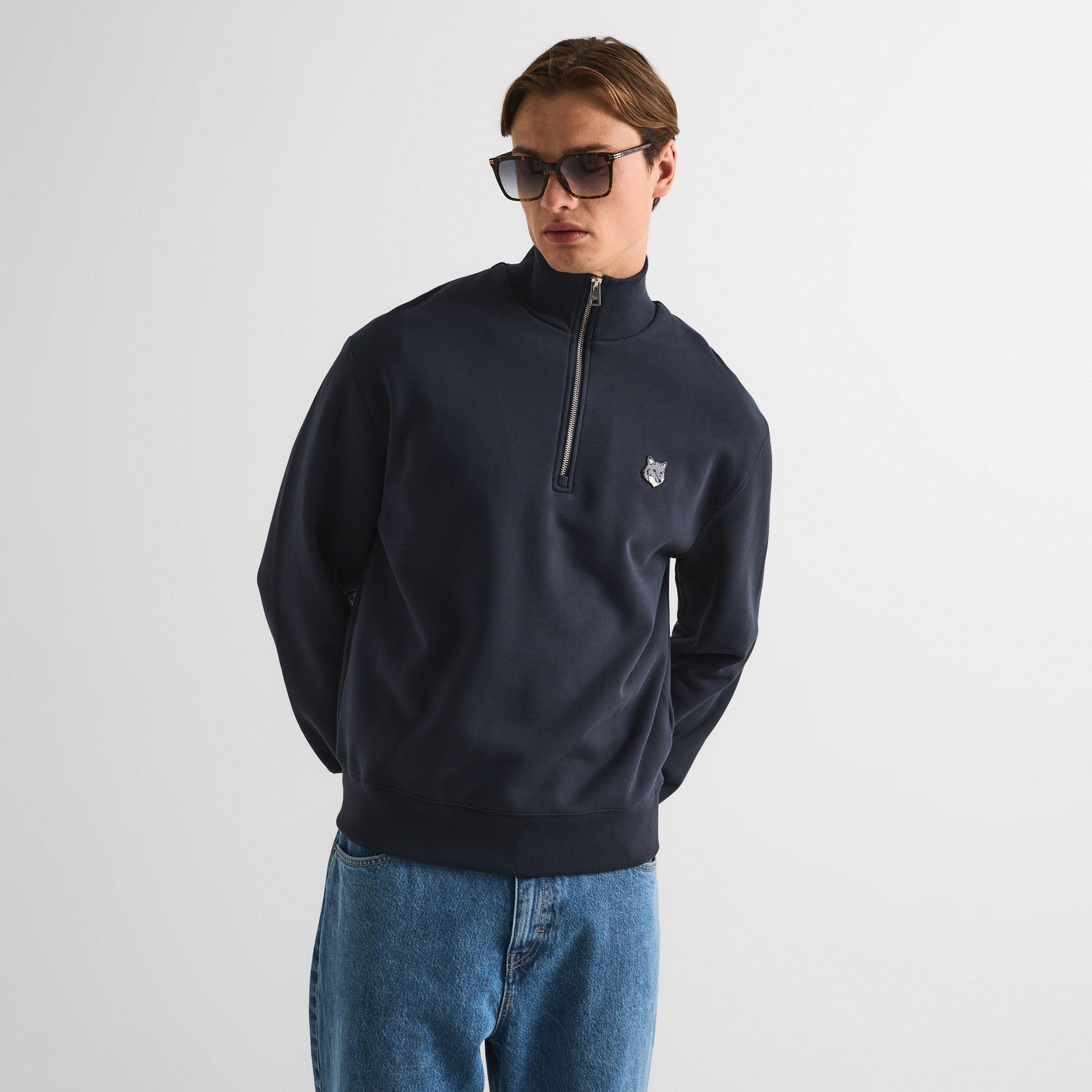 Classic Navy - Maison Kitsune - Men's Fox HD Comfort Half Zip Fleece - 3