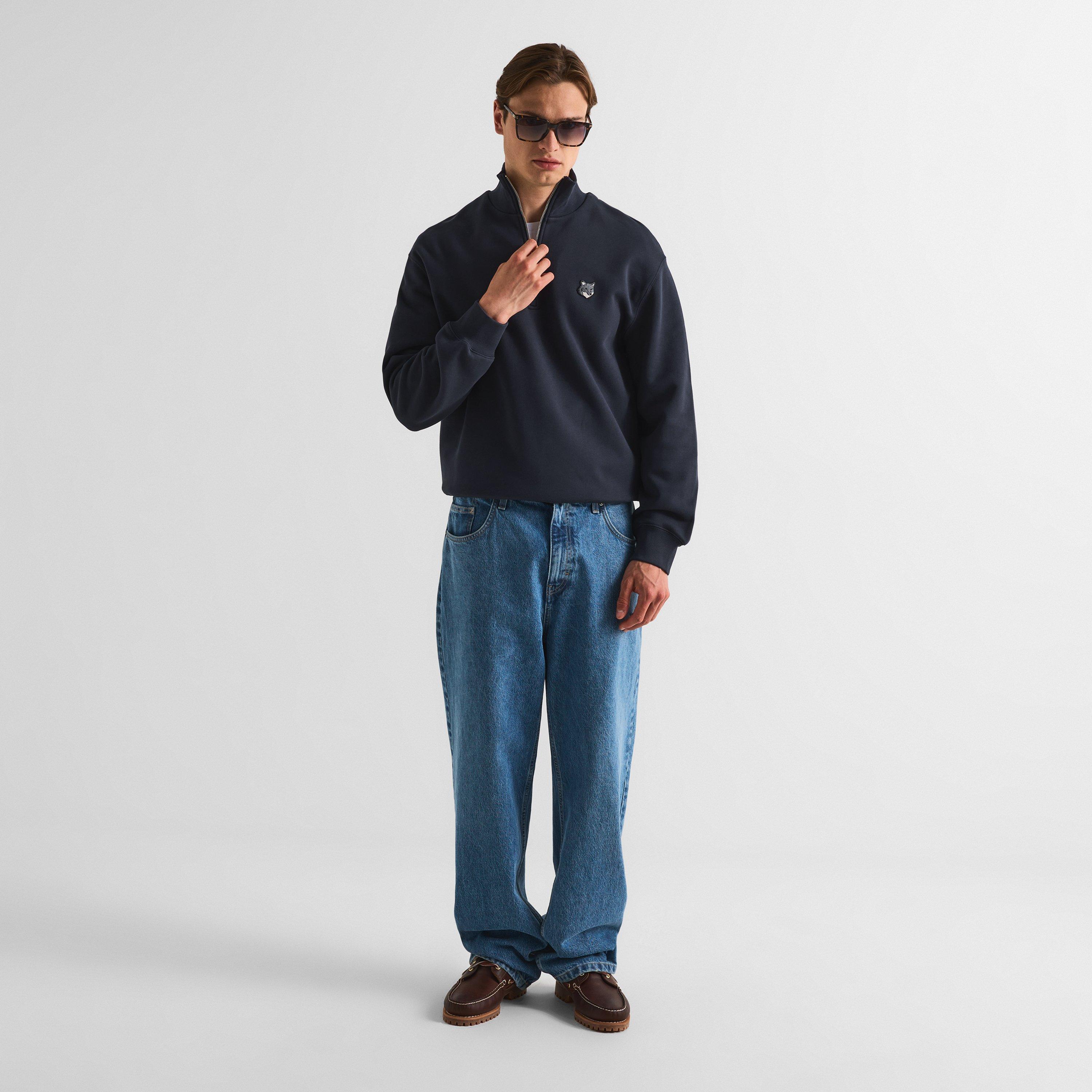 Classic Navy - Maison Kitsune - Men's Fox HD Comfort Half Zip Fleece - 6