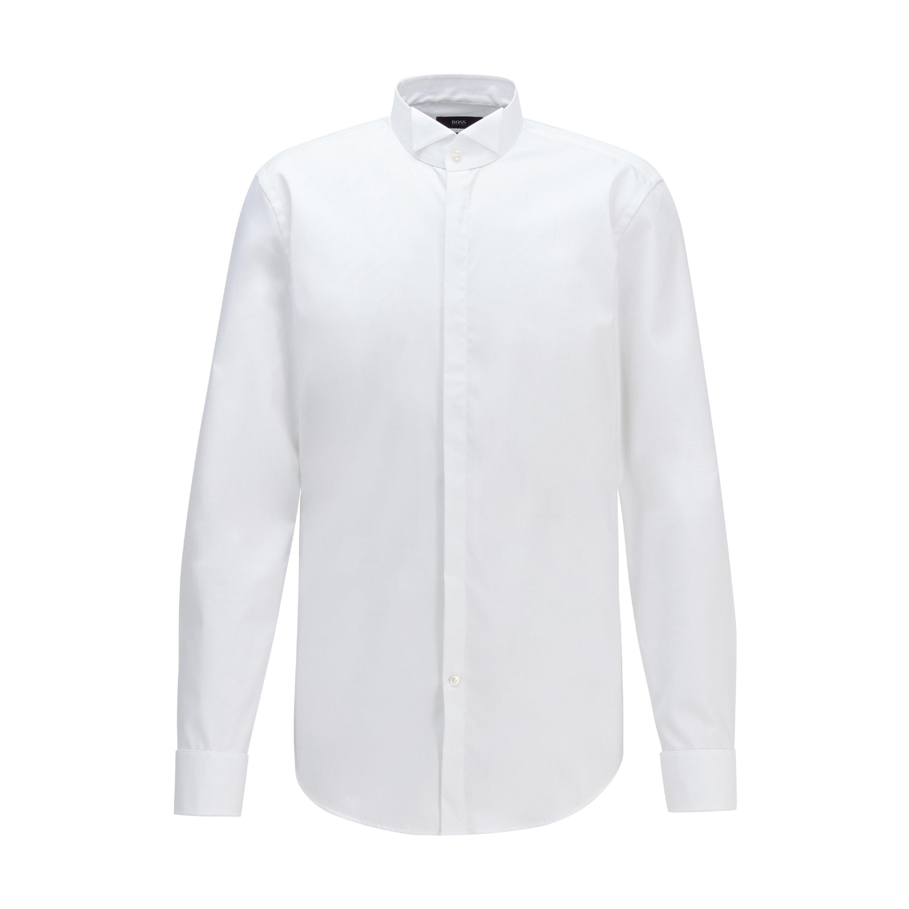 Boss Men's Jillik Long Sleeve Plain Shirt - White - 14.5 inch