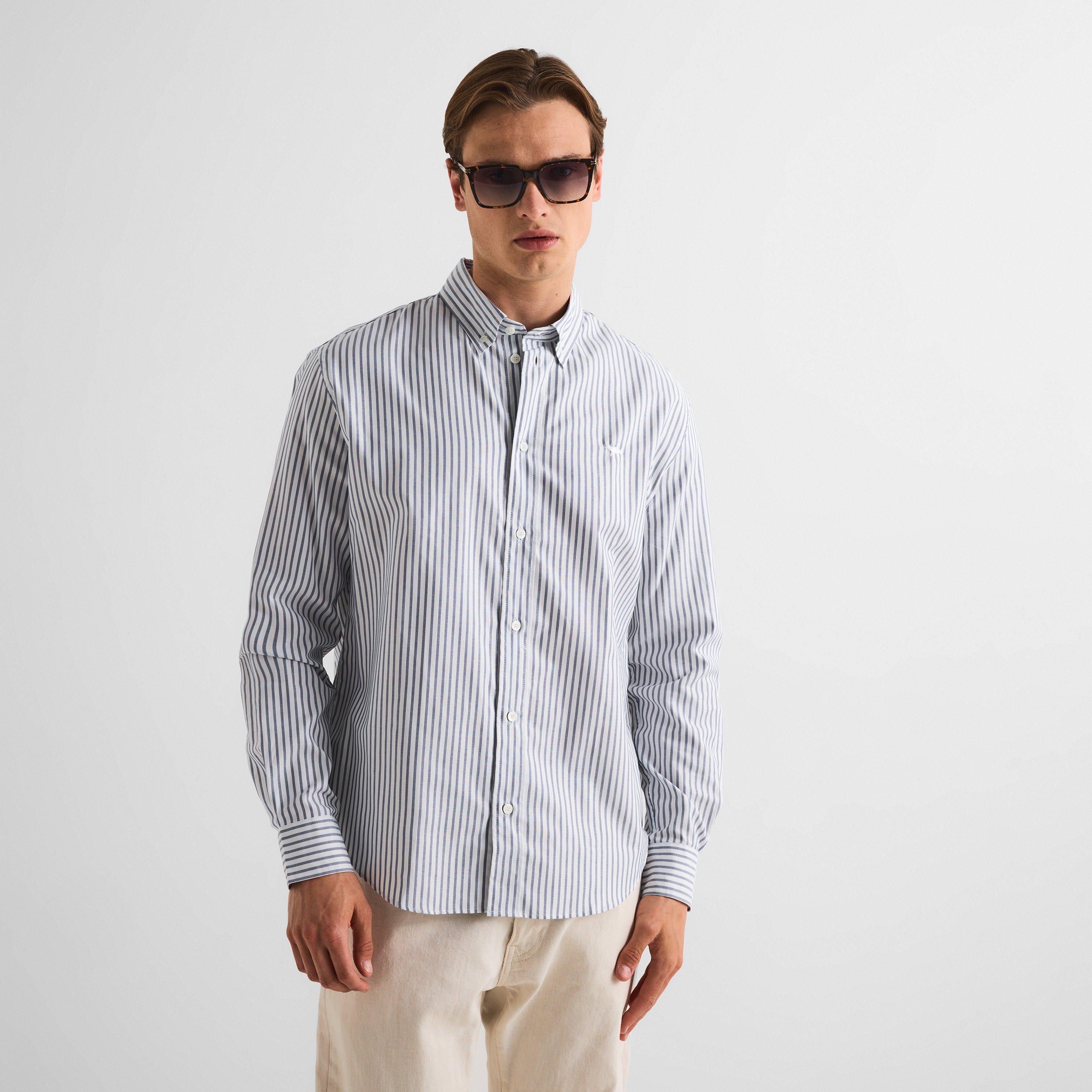 Cloud Blue - Maison Kitsune - Men's Profile Fox Button Long Sleeve Plain Shirt - 3
