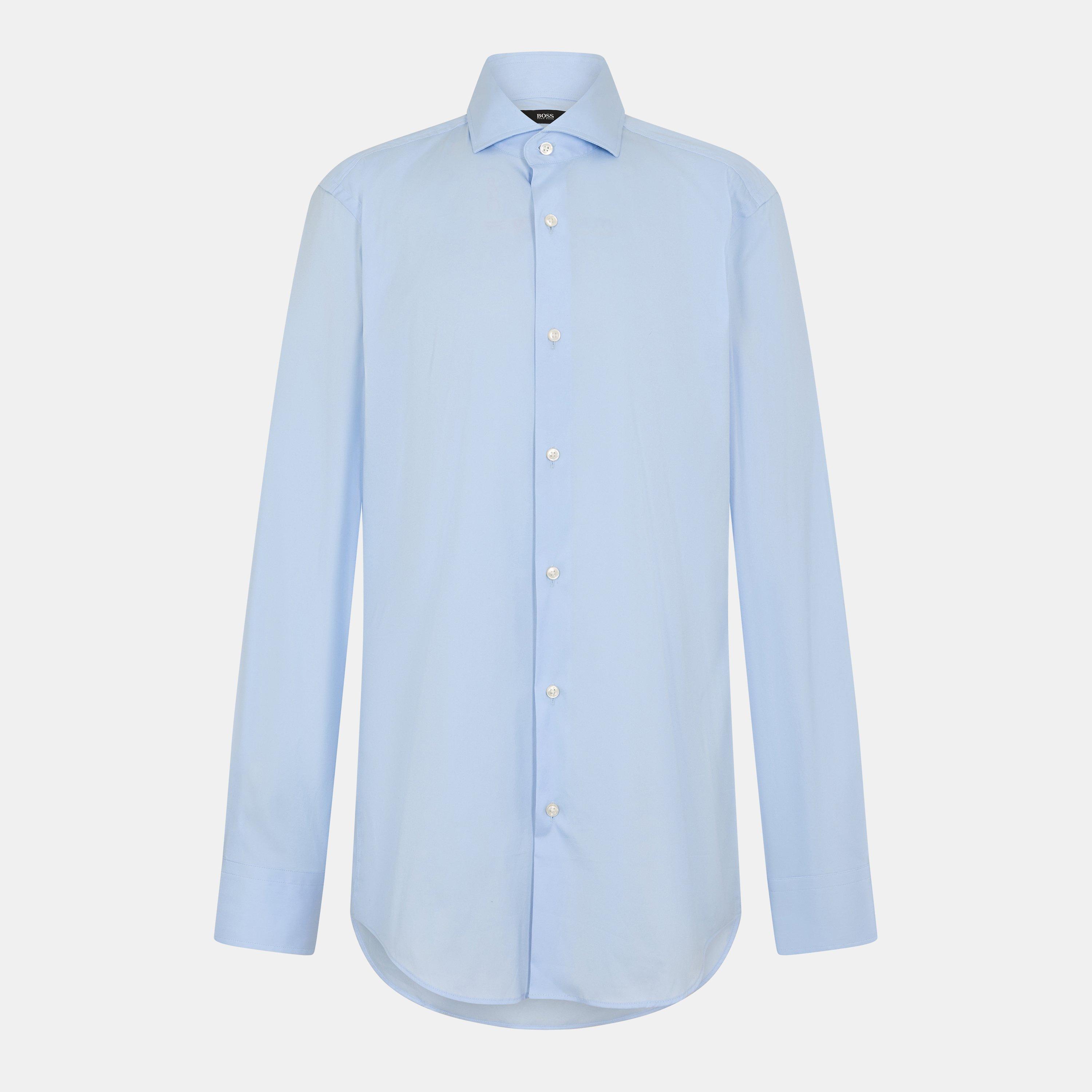 Boss Men's Slim Cotton Shirt, Slim Fit - Pastel Blue - 14.5 inch